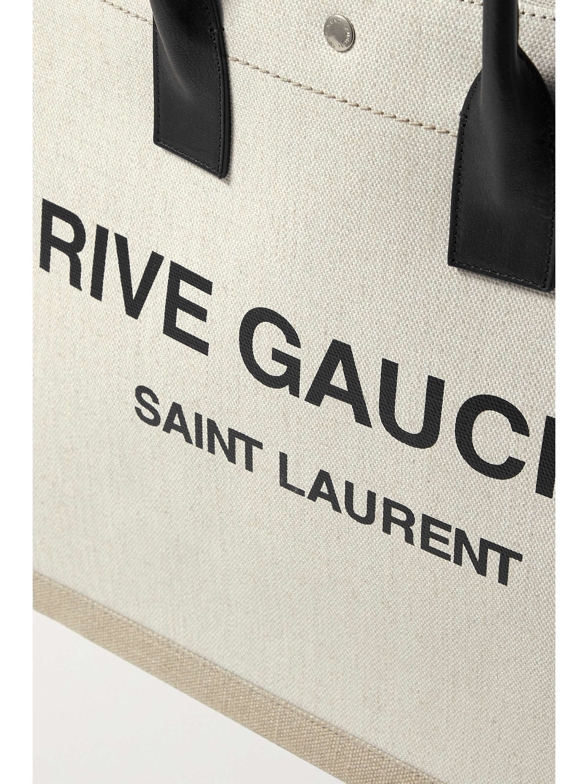 SAINT LAURENT Rive Gauche leather-trimmed printed canvas tote