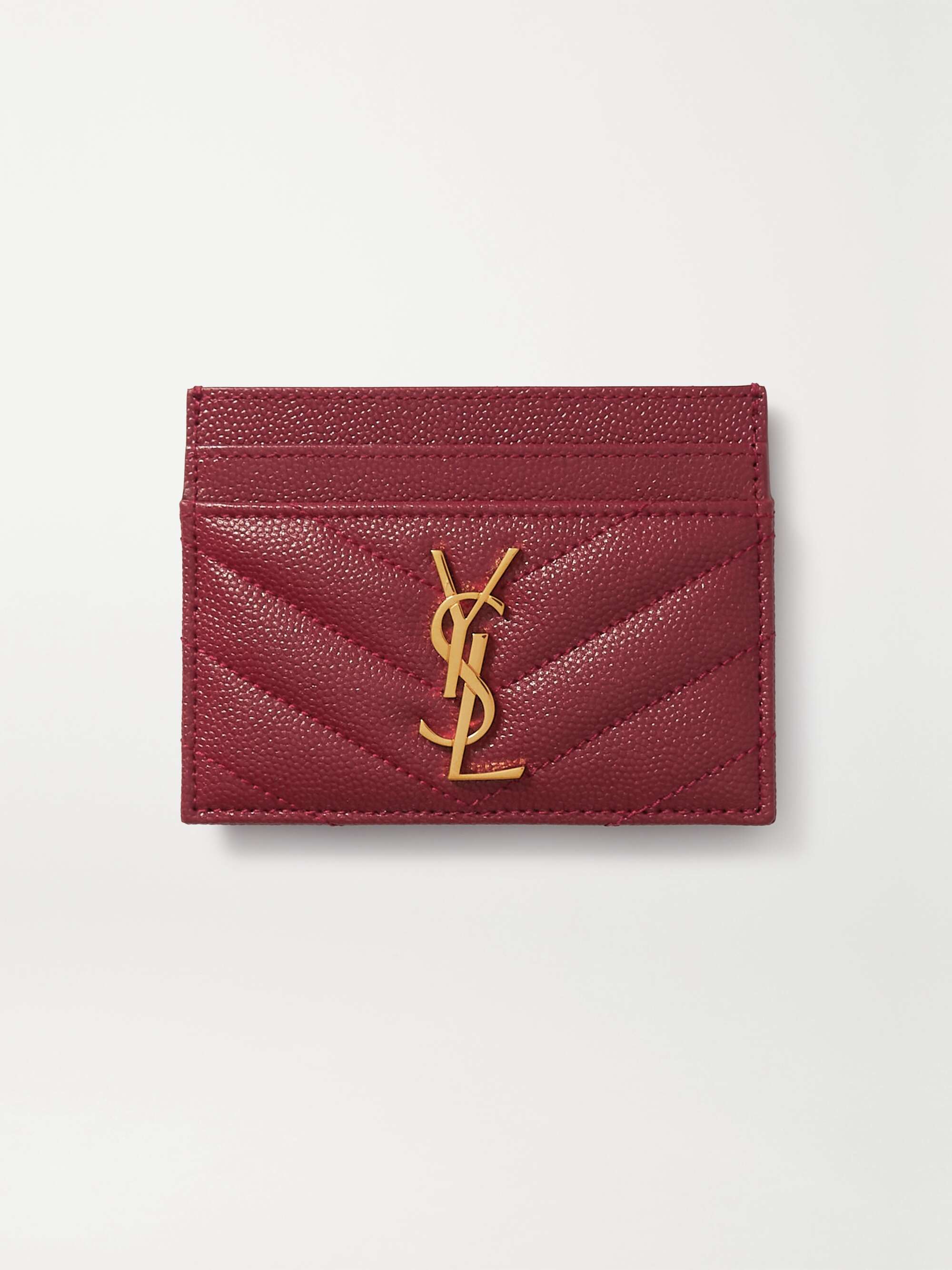 Saint Laurent Cassandre Matelasse Card Case - Red/Gold