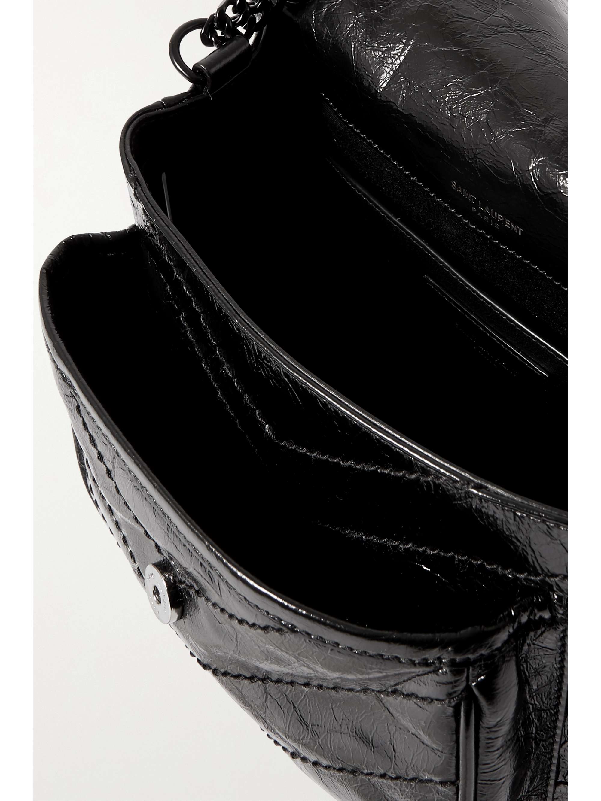 SAINT LAURENT Niky mini quilted crinkled-leather shoulder bag