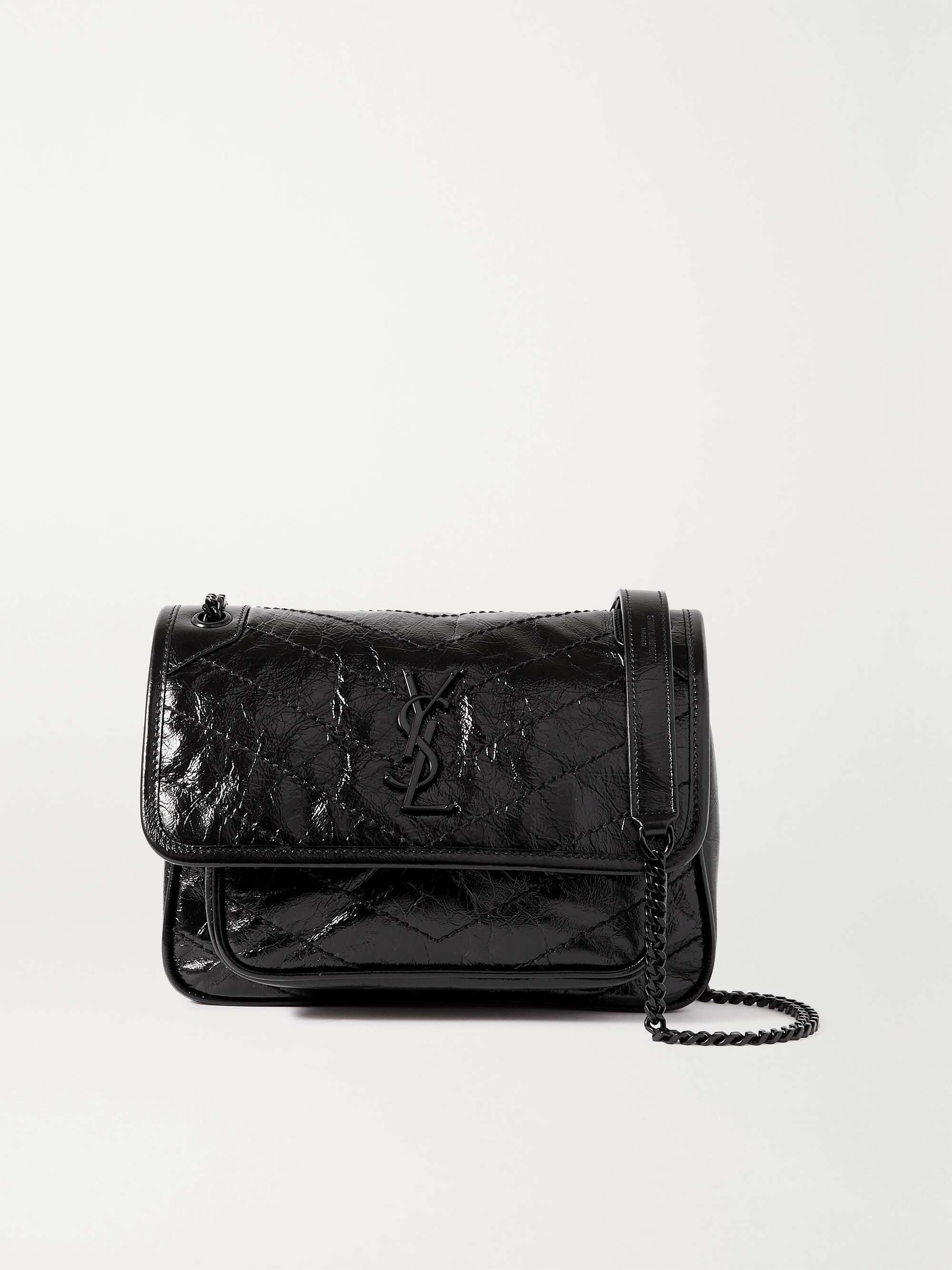 SAINT LAURENT Niki Baby in Crinkled leather in Black