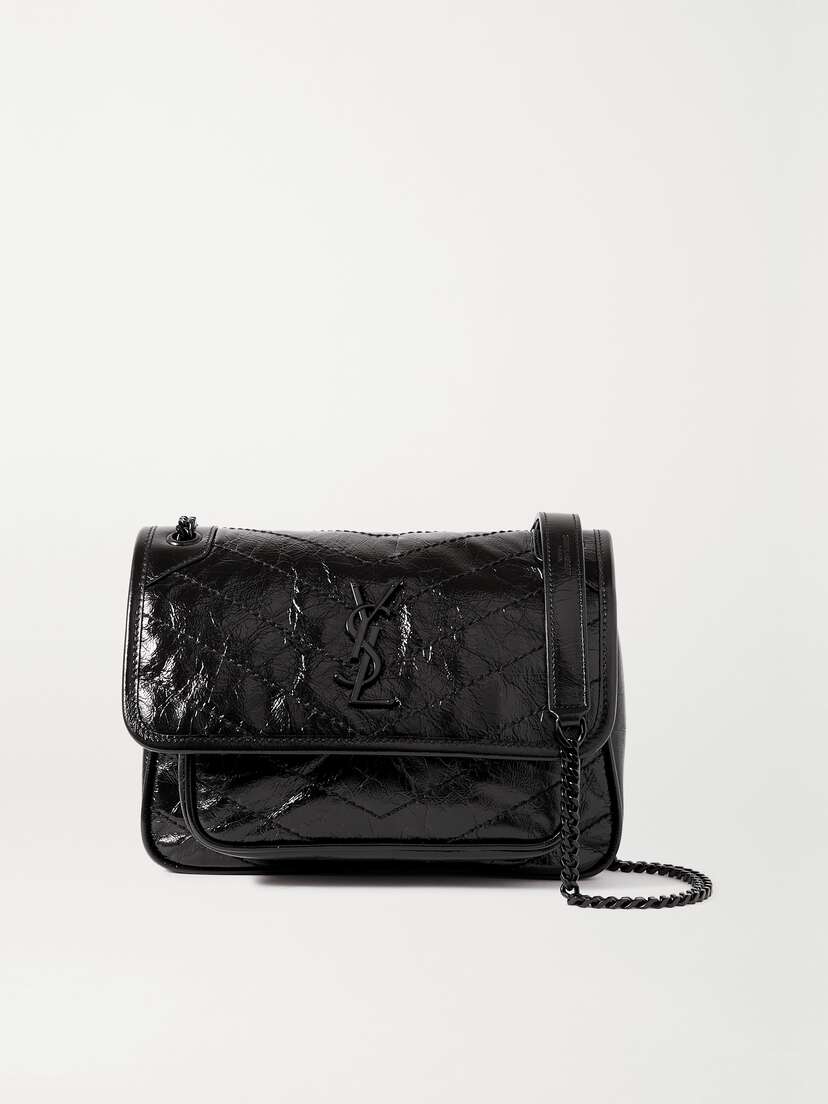 Saint Laurent Niki Baby Quilted Crinkled-leather Shoulder Bag
