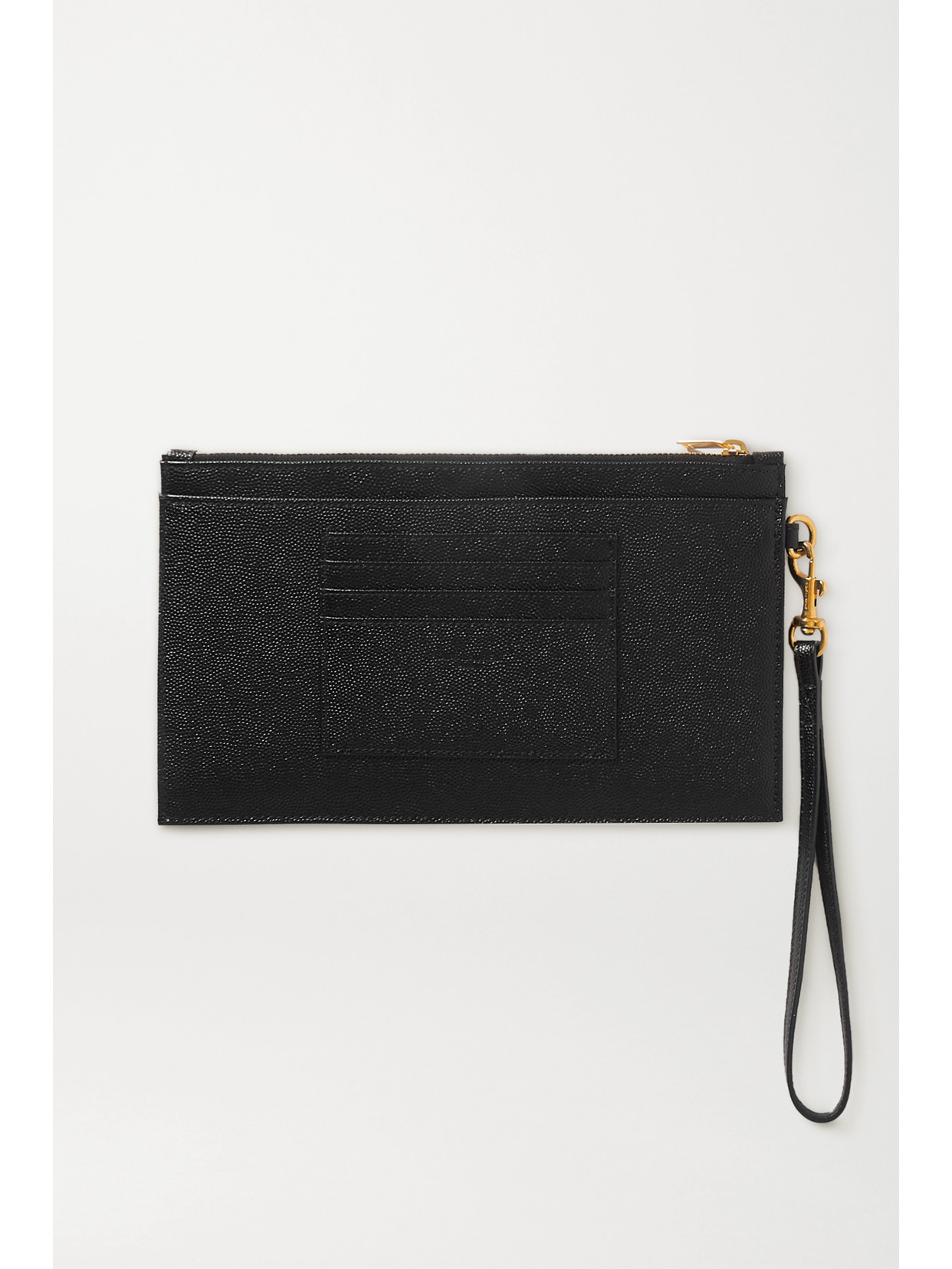 Shop Saint Laurent Monogramme Quilted Textured-leather Pouch In Black