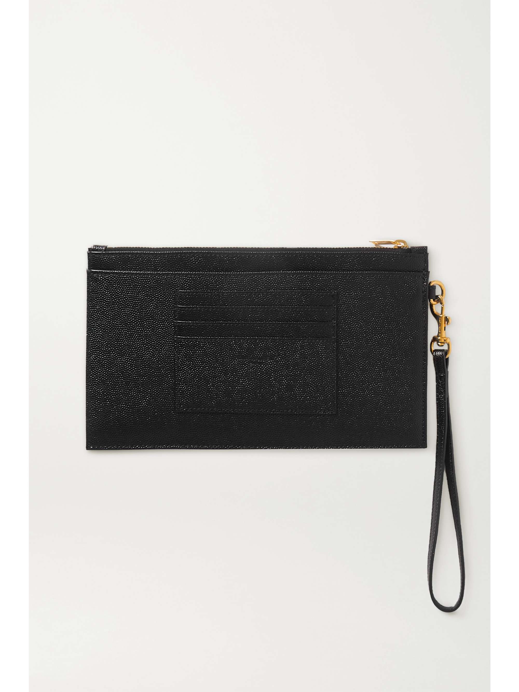 SAINT LAURENT Monogramme quilted textured-leather pouch