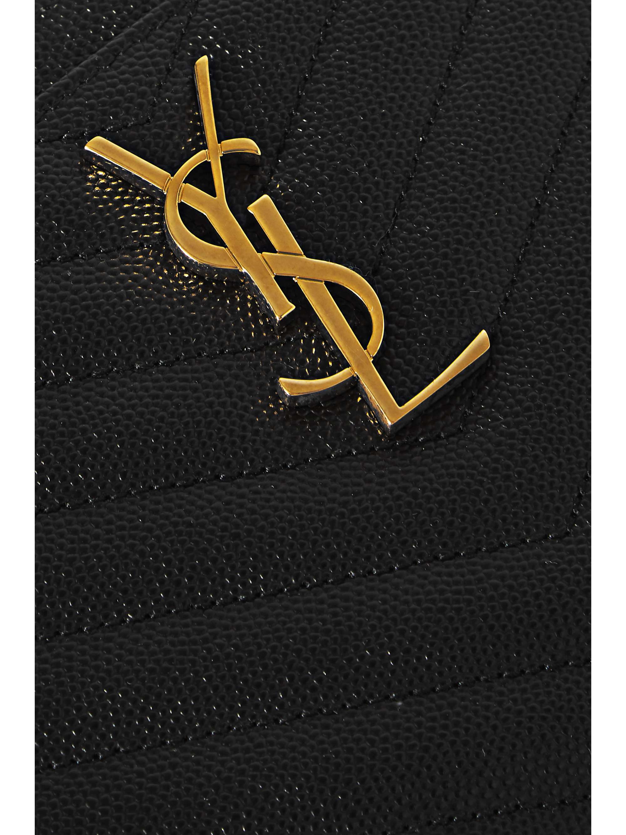 SAINT LAURENT Monogramme quilted textured-leather pouch