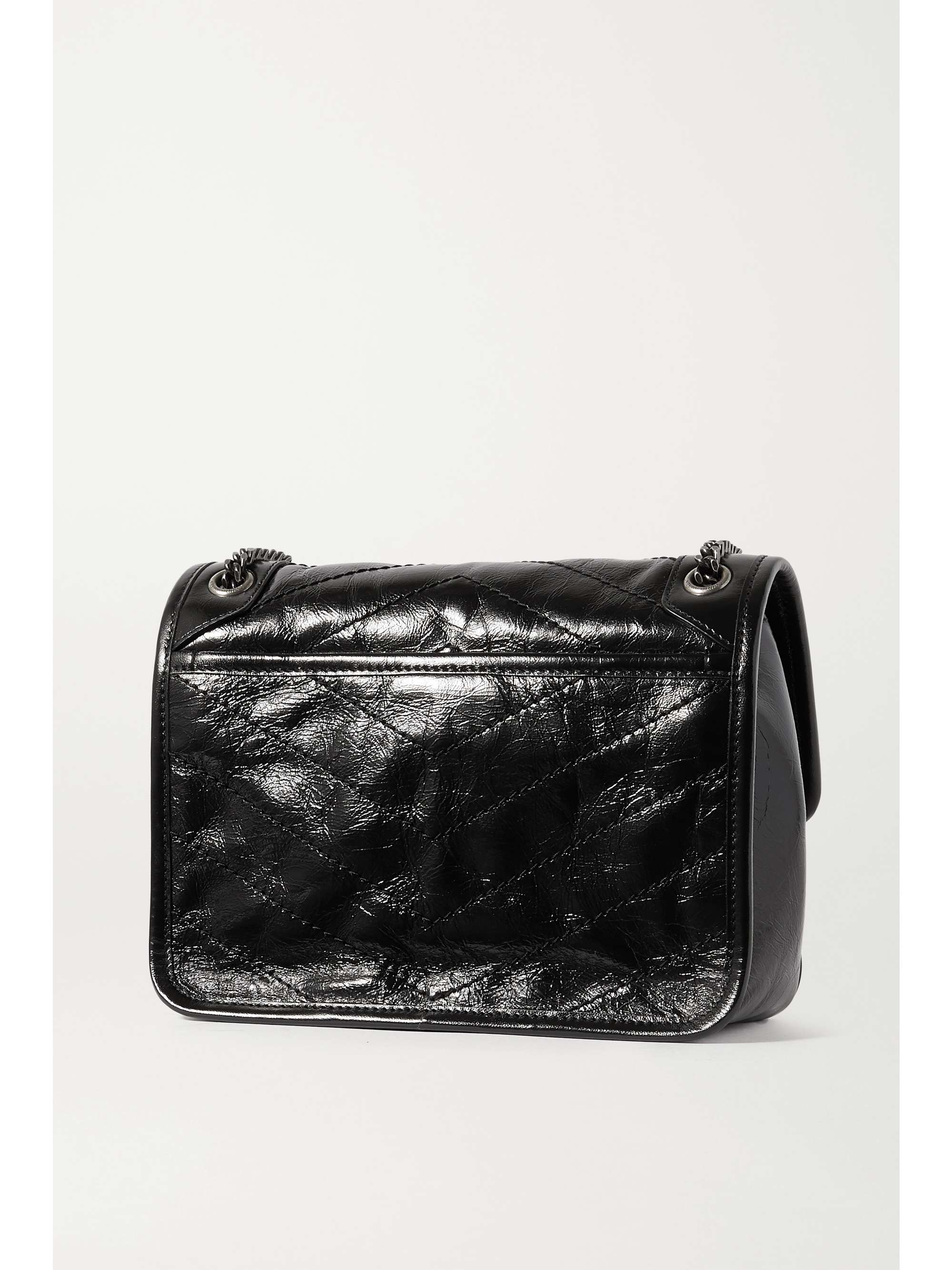SAINT LAURENT Niki Baby mini quilted crinkled glossed-leather shoulder bag