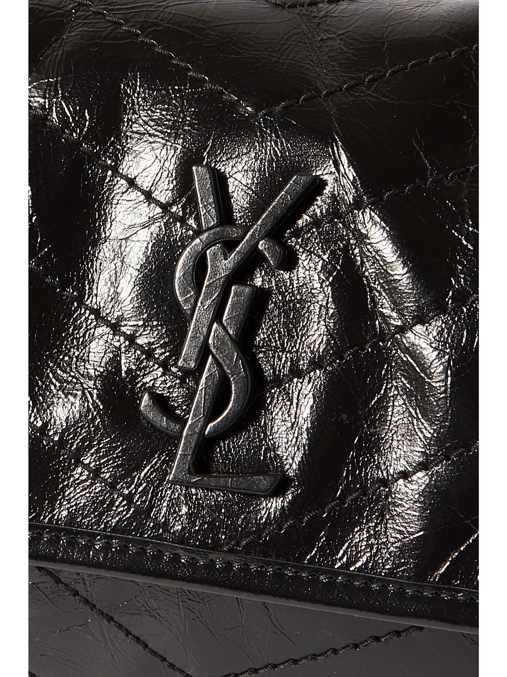 SAINT LAURENT Niki Baby mini quilted crinkled glossed-leather shoulder bag