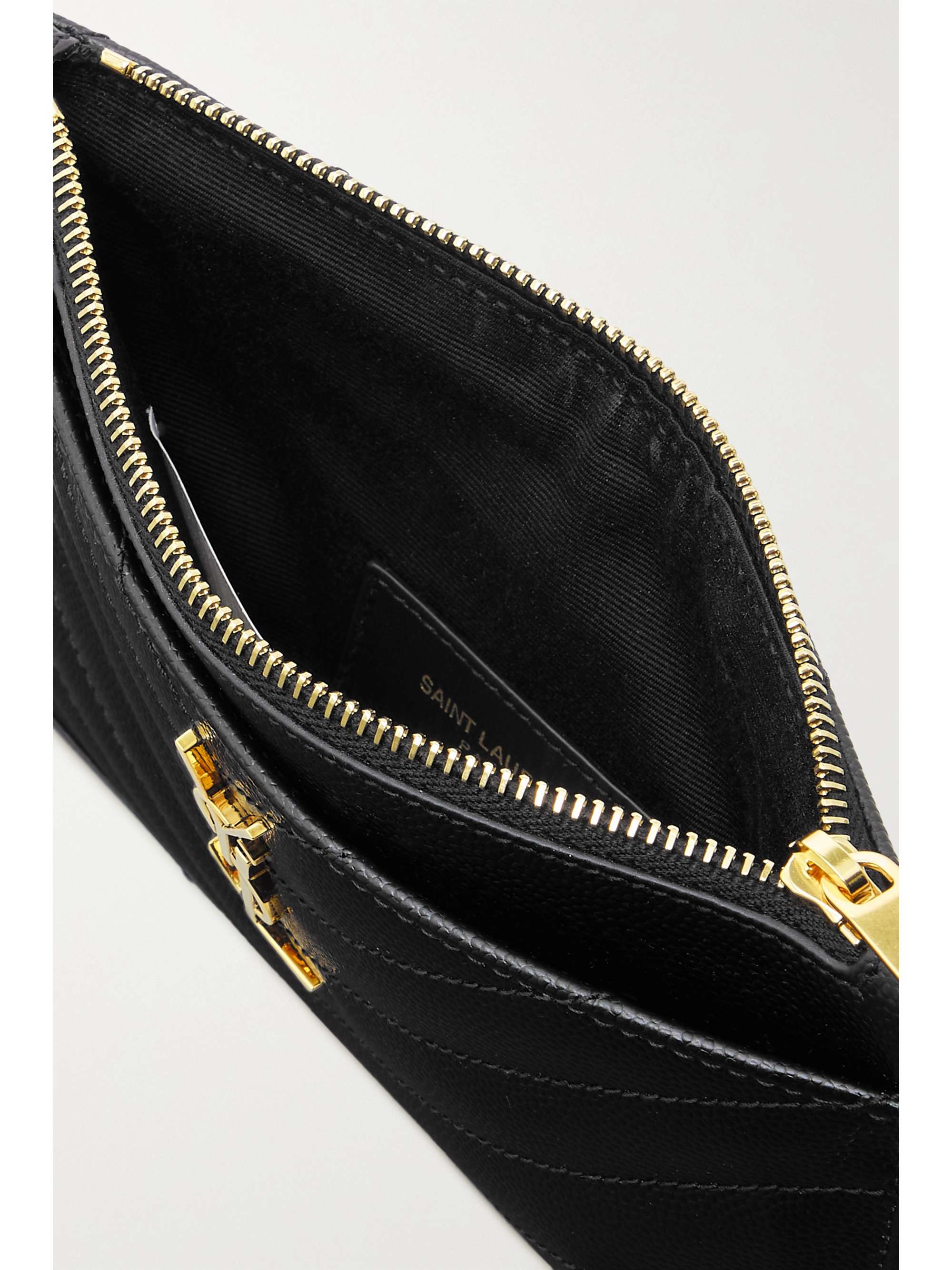 SAINT LAURENT Monogramme quilted textured-leather wallet
