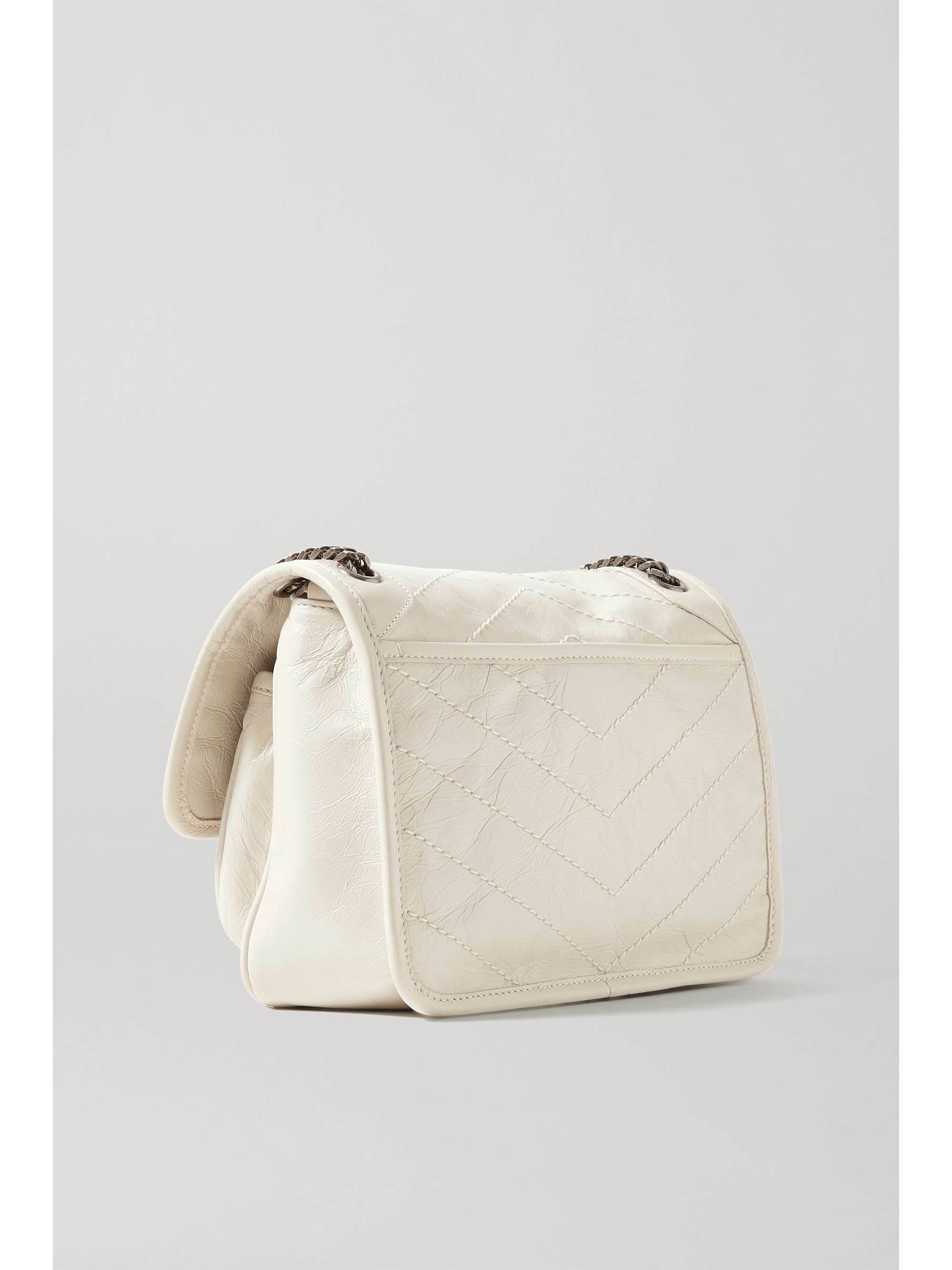 SAINT LAURENT Niki Baby mini quilted crinkled glossed-leather shoulder bag
