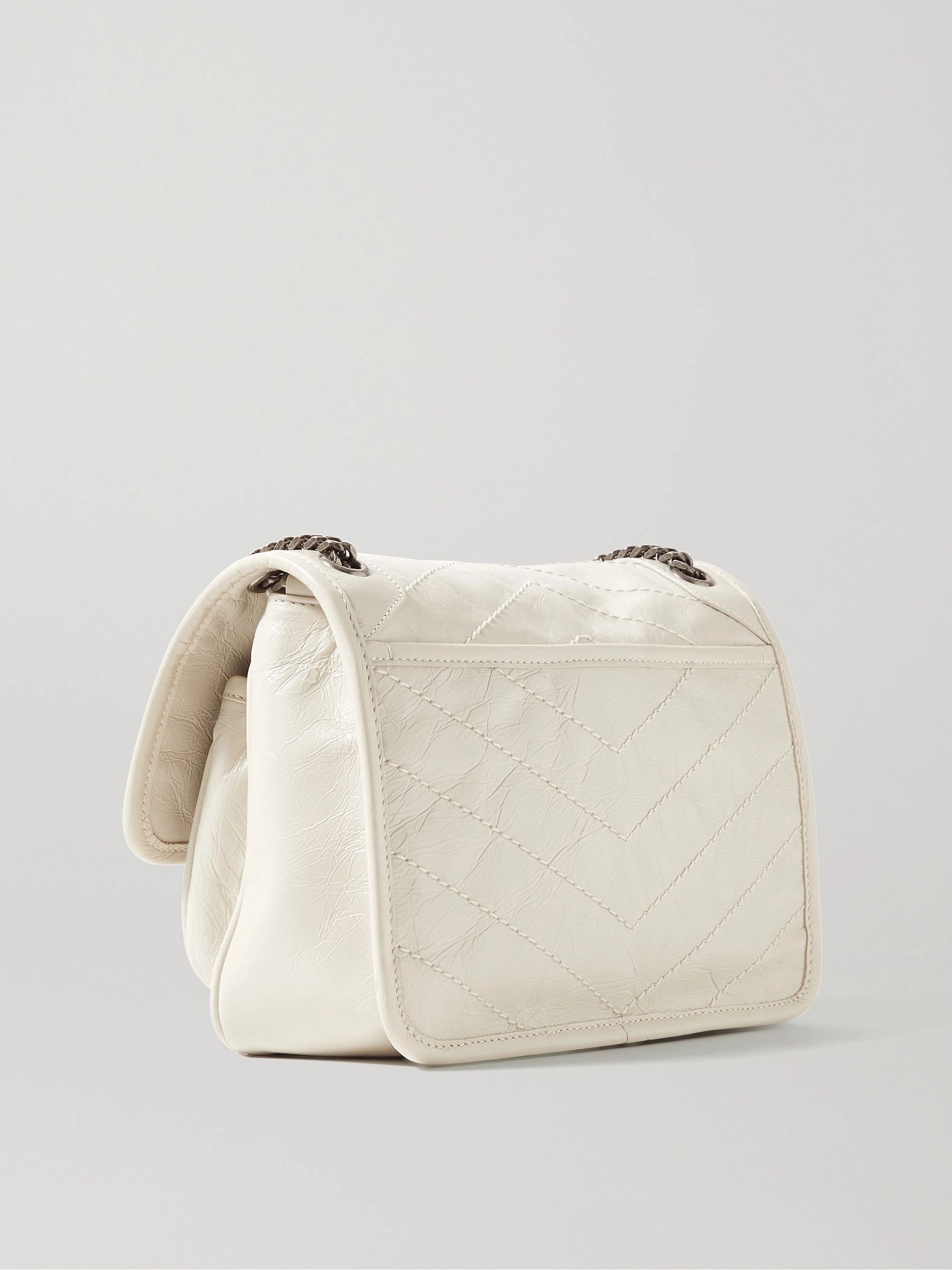 Offwhite Niki Baby mini quilted crinkled glossedleather shoulder bag
