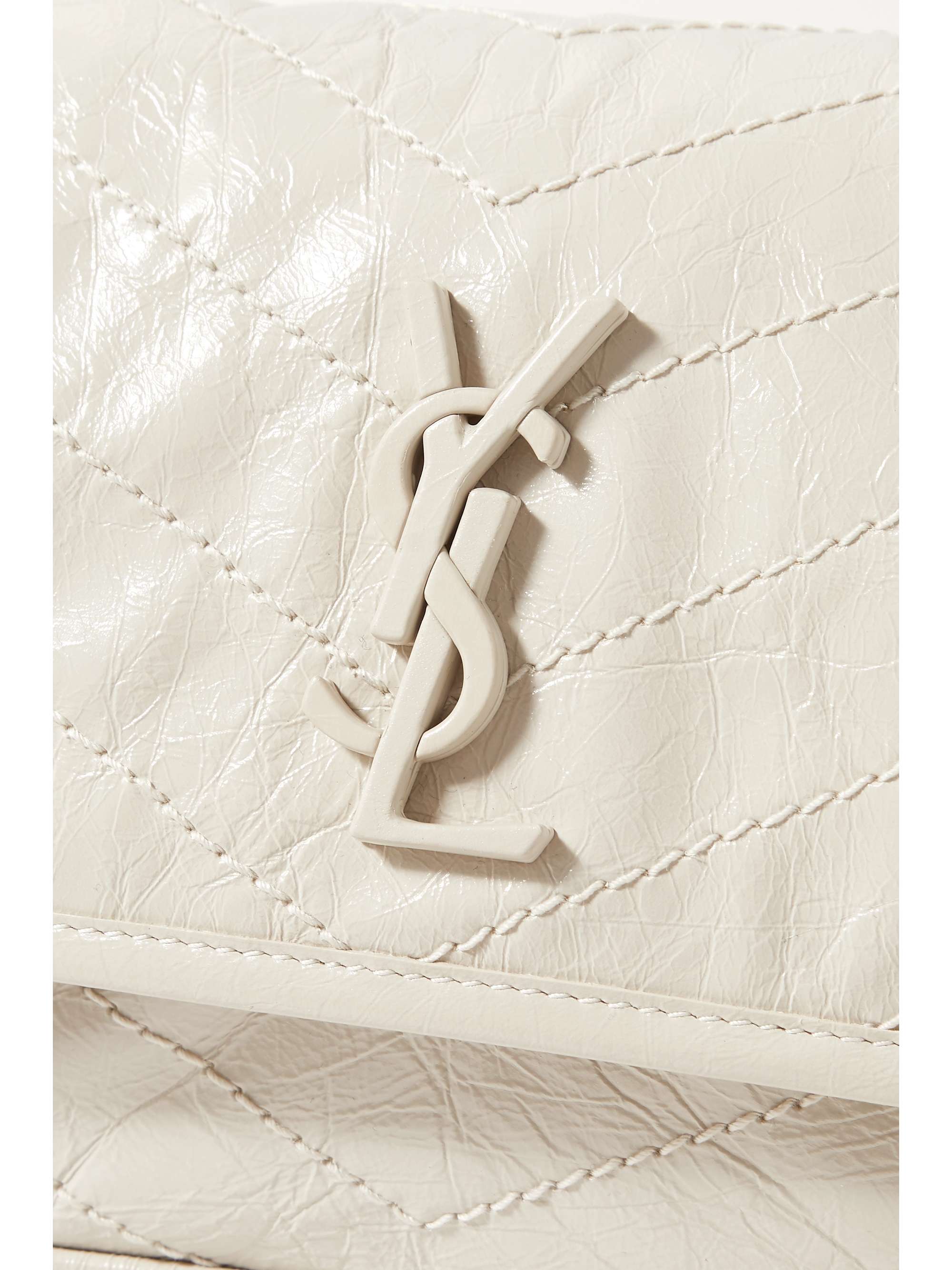 SAINT LAURENT Niki Baby mini quilted crinkled glossed-leather shoulder bag