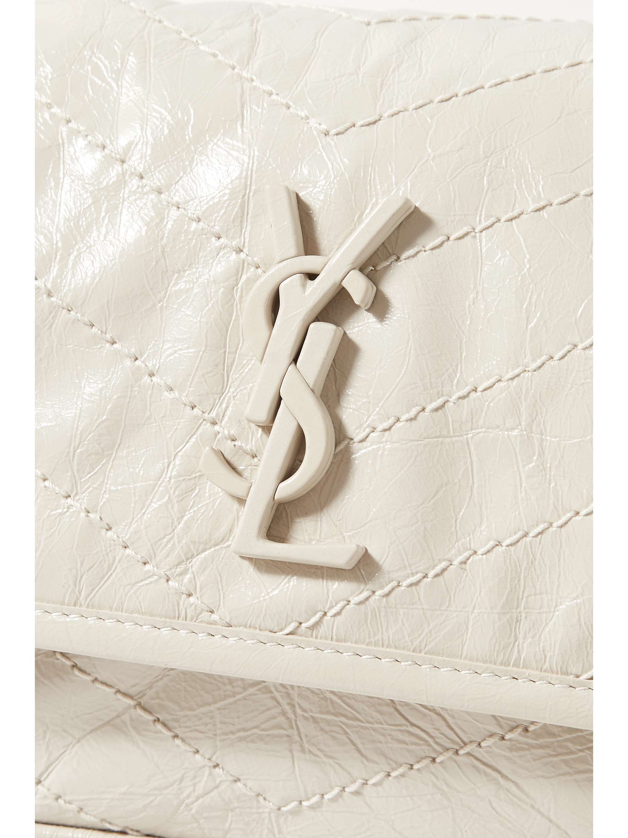 SAINT LAURENT Niki Baby mini quilted crinkled glossed-leather