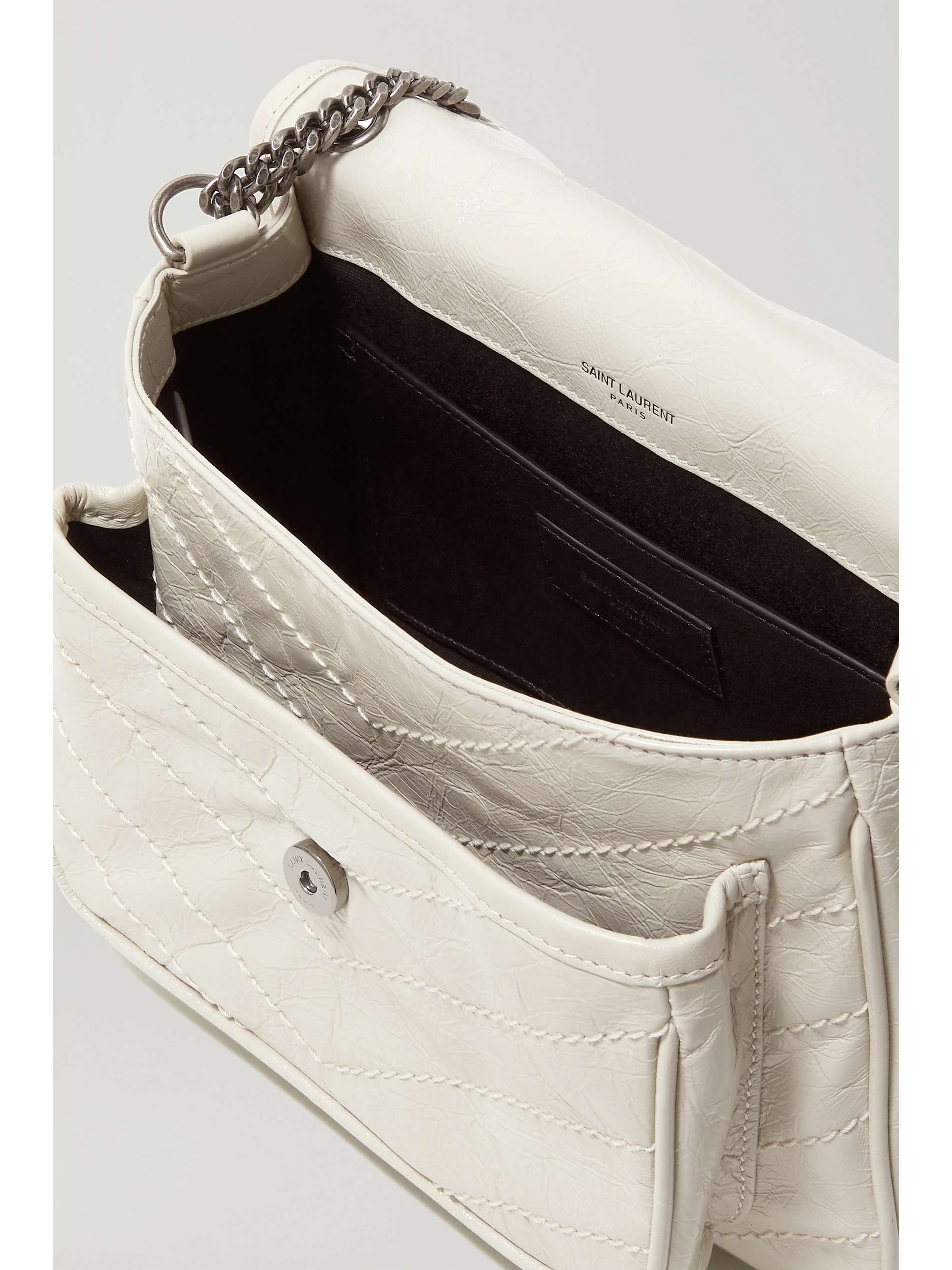 SAINT LAURENT Niki Baby mini quilted crinkled glossed-leather shoulder bag