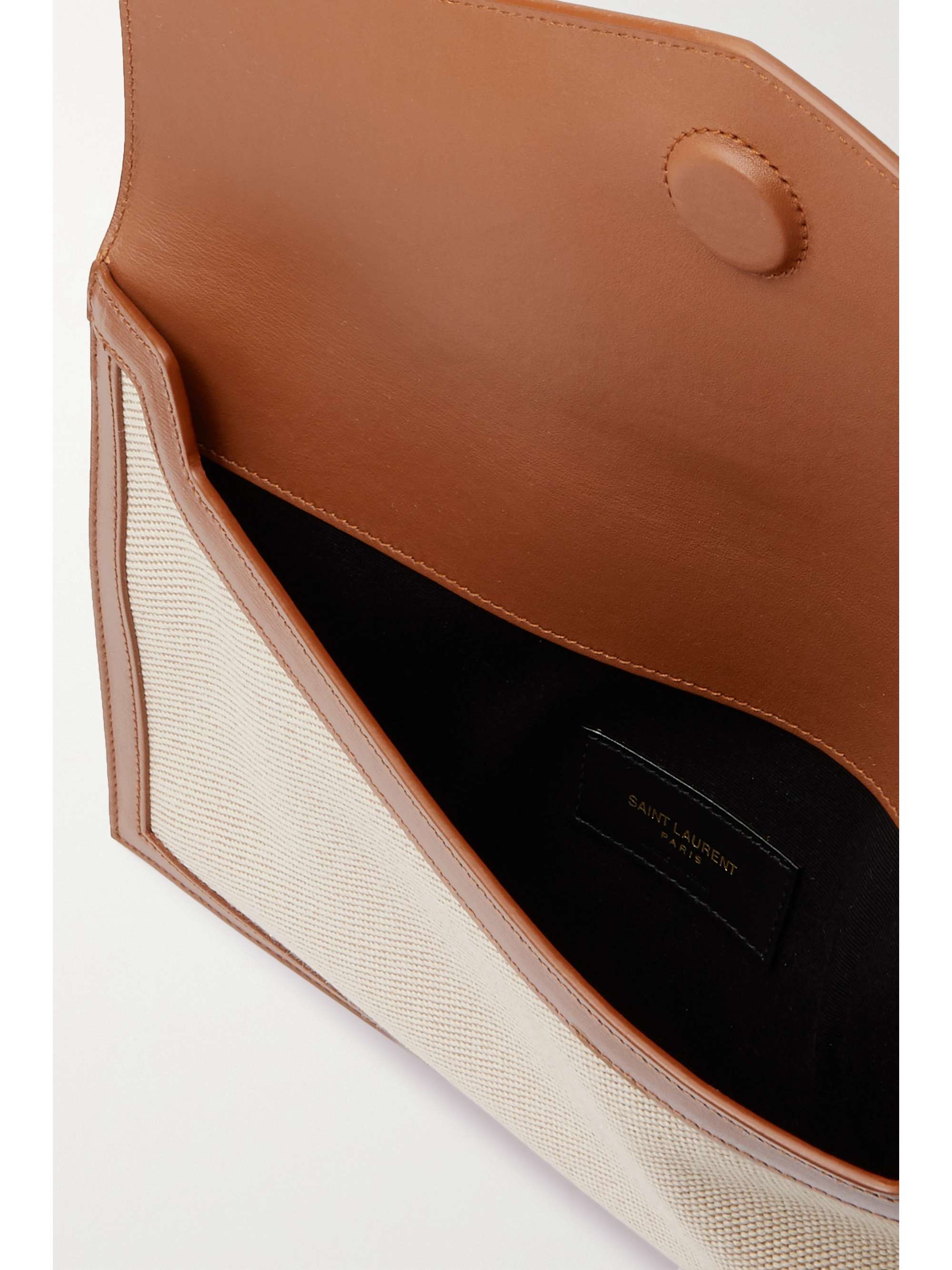 Uptown Leather Clutch in Beige - Saint Laurent