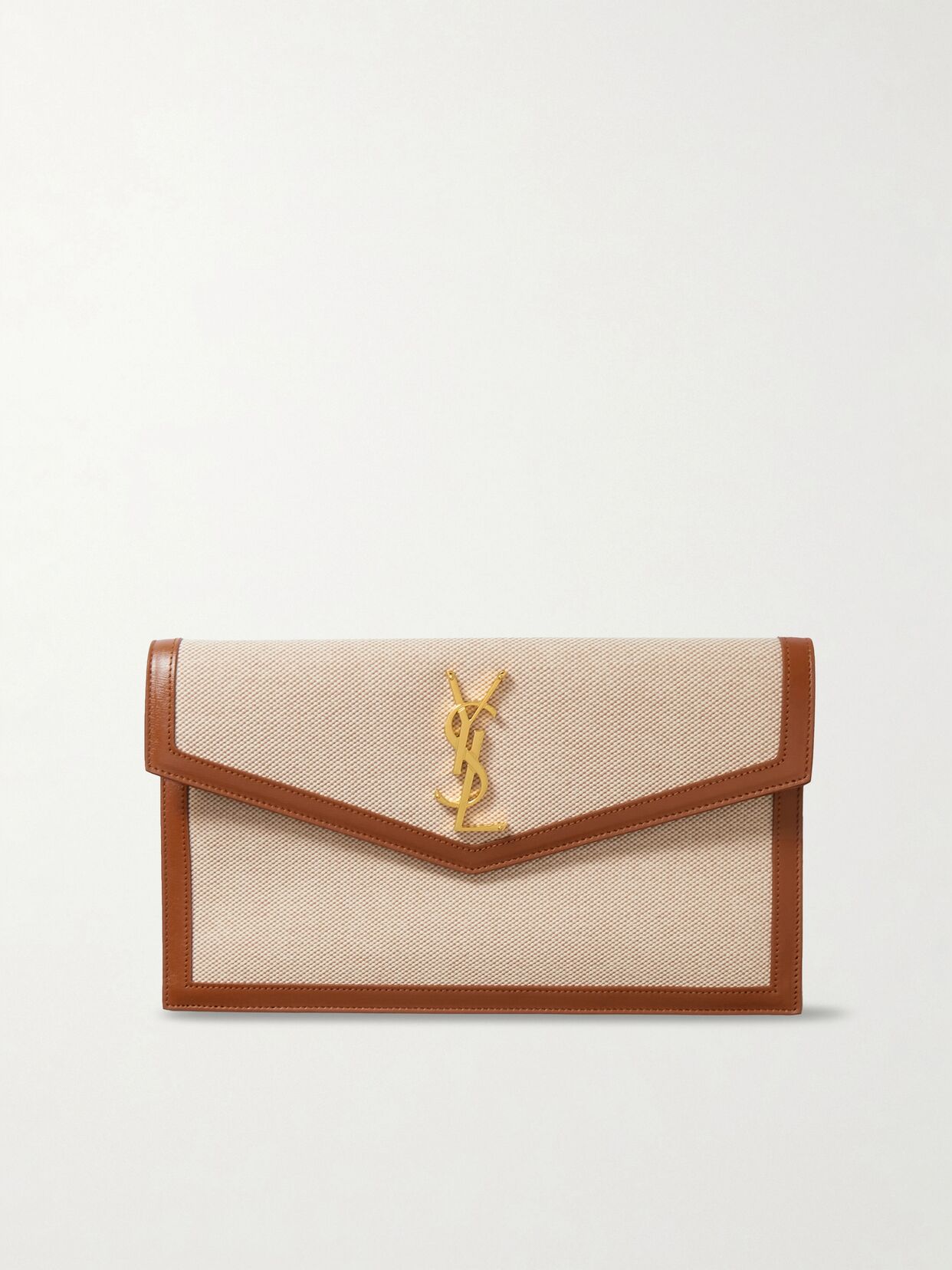 Uptown leather-trimmed cotton-canvas pouch