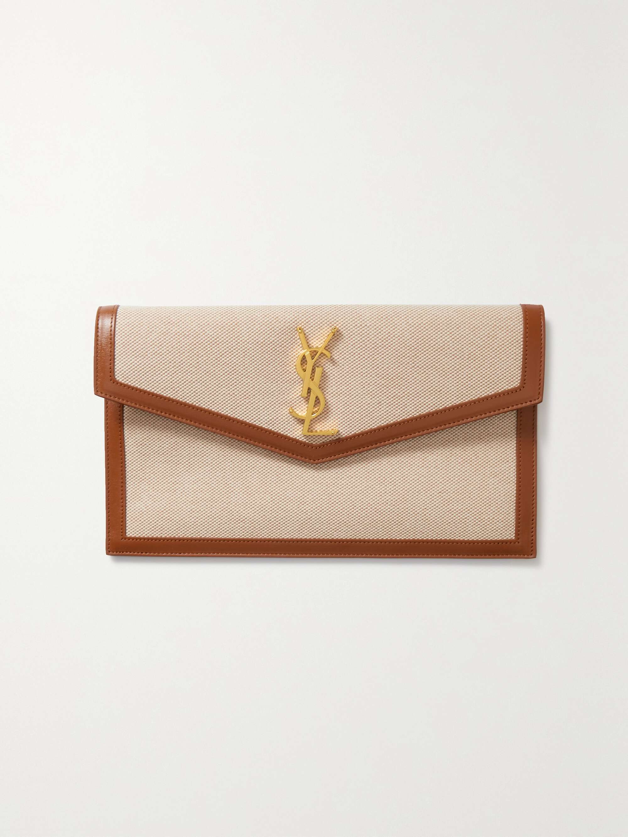 Uptown leather-trimmed cotton-canvas pouch