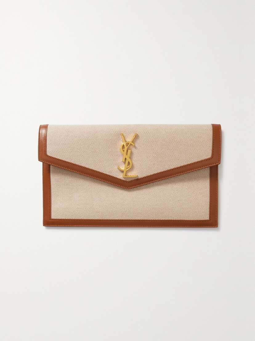 Saint Laurent Uptown Leather-trimmed Cotton-canvas Pouch