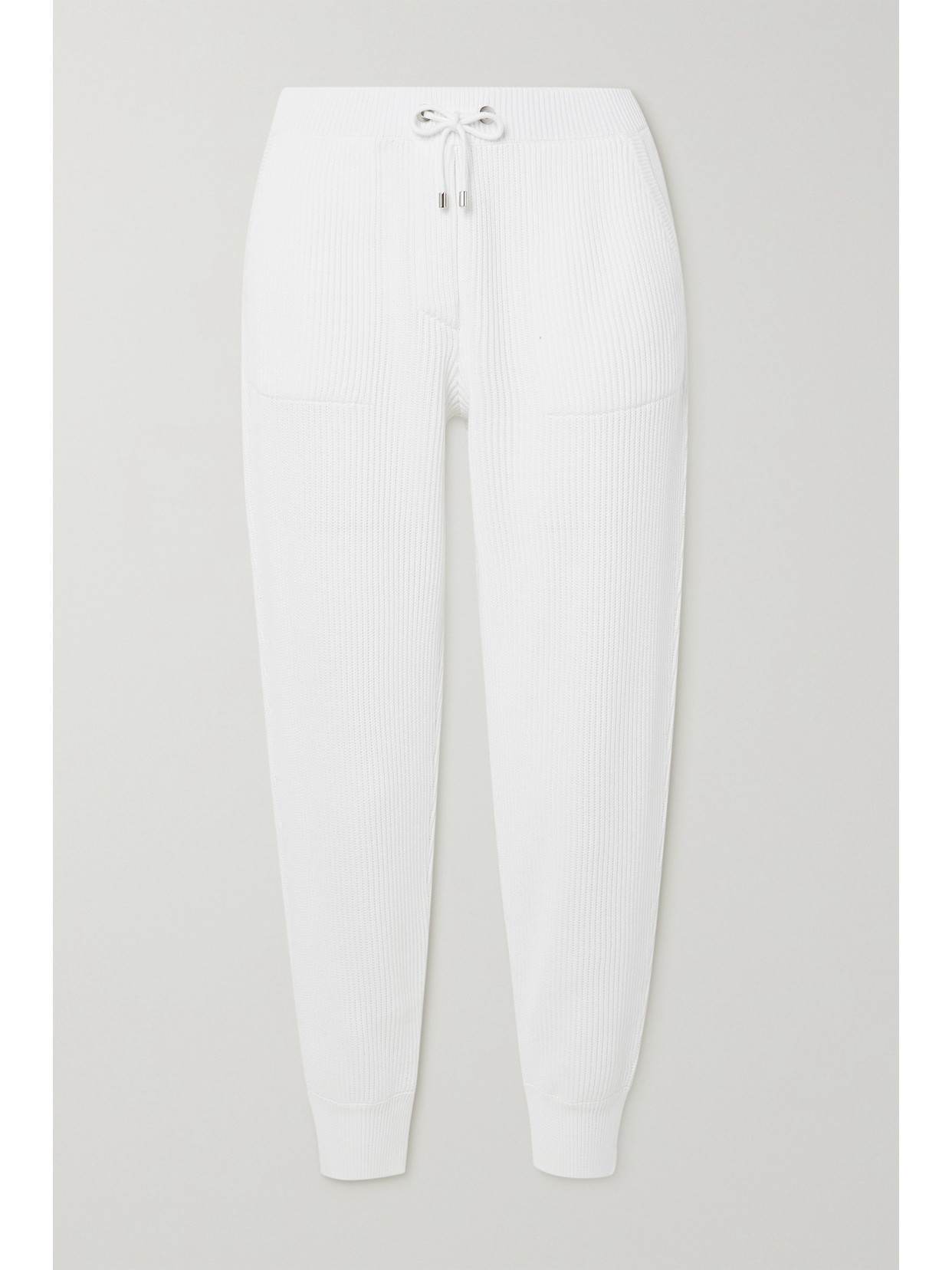 BRUNELLO CUCINELLI BEAD-EMBELLISHED RIBBED COTTON TRACK PANTS