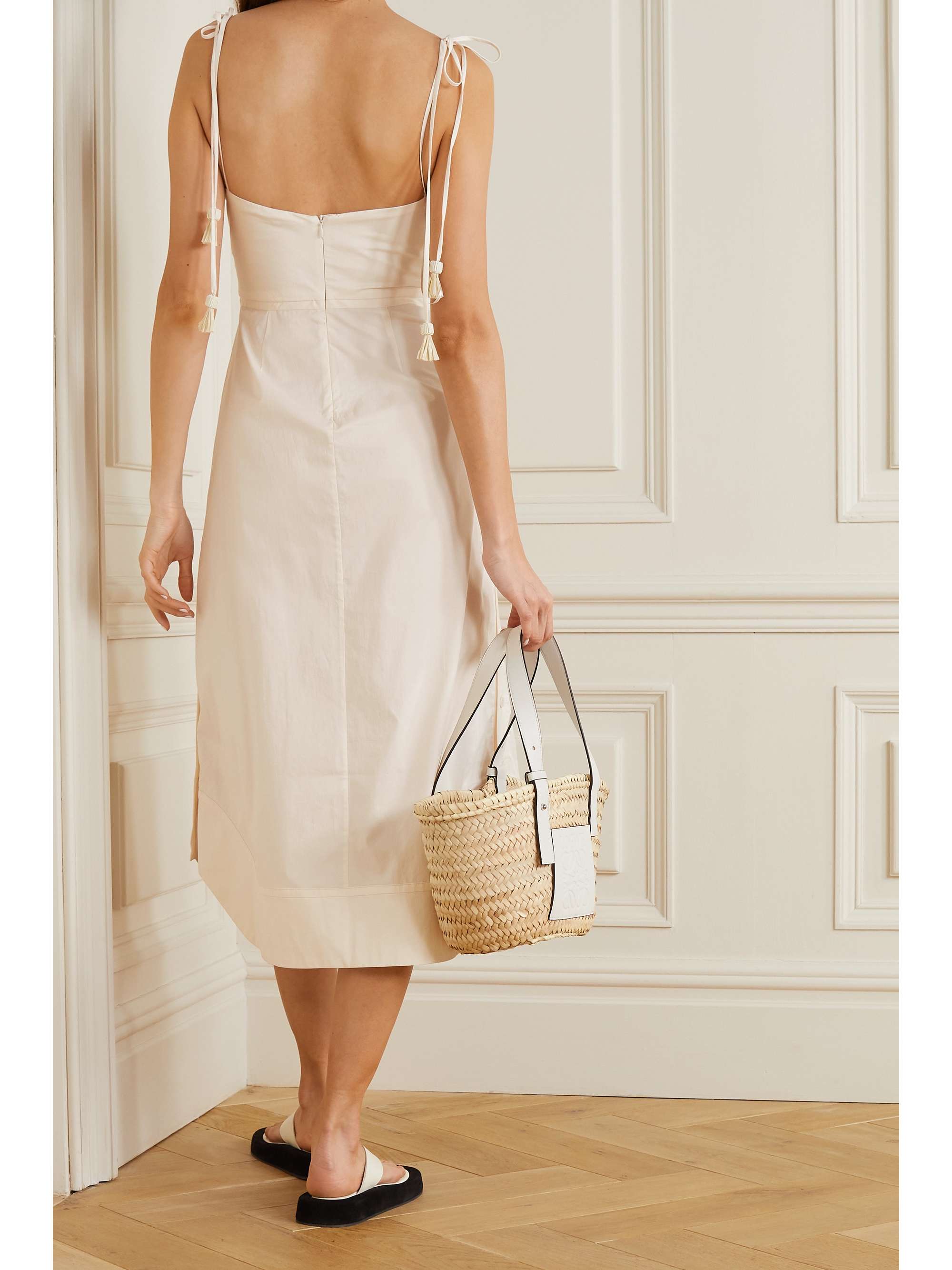 JOHANNA ORTIZ Aromatic Essence tasseled cotton-blend poplin midi dress