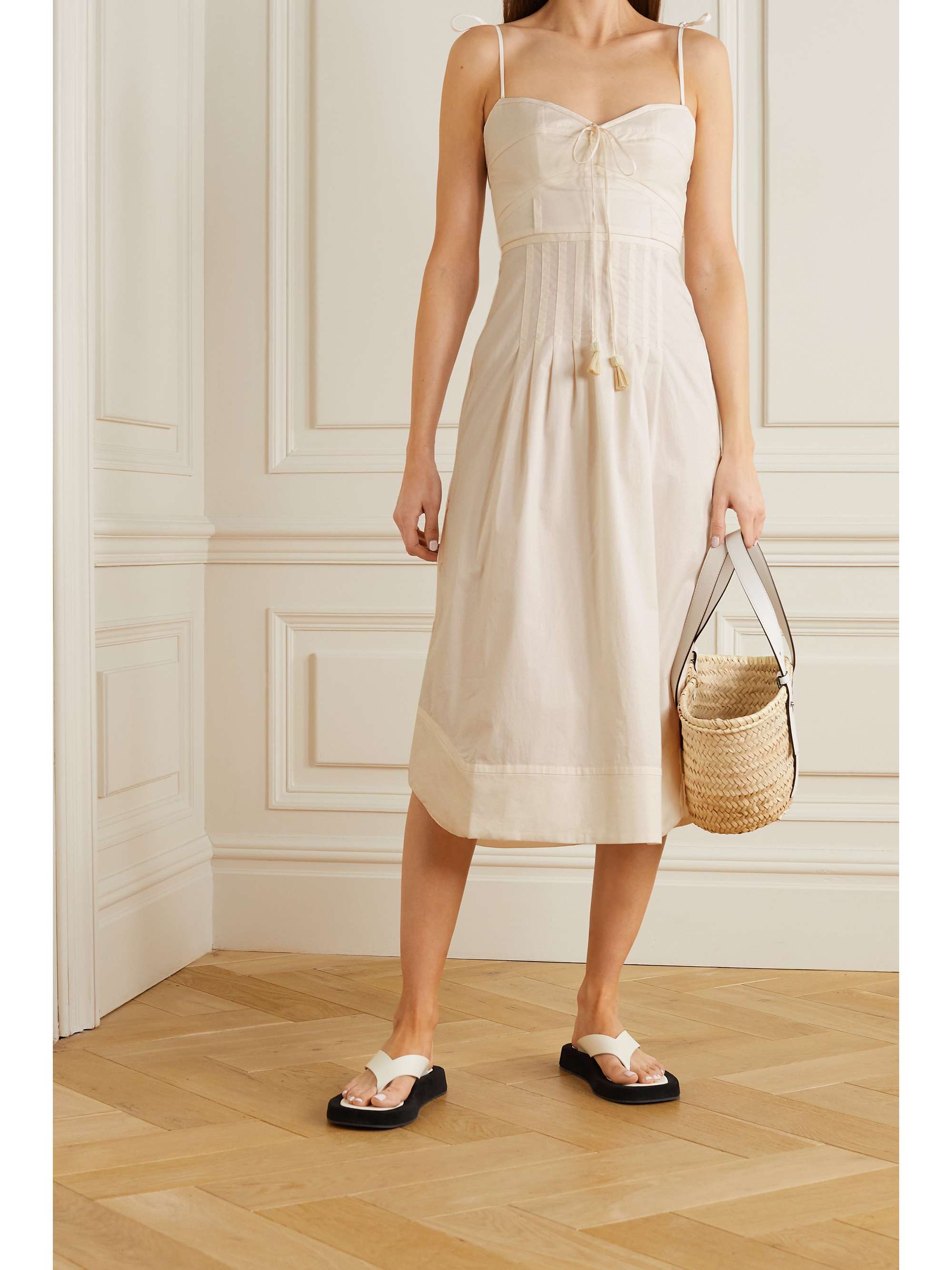 JOHANNA ORTIZ Aromatic Essence tasseled cotton-blend poplin midi dress