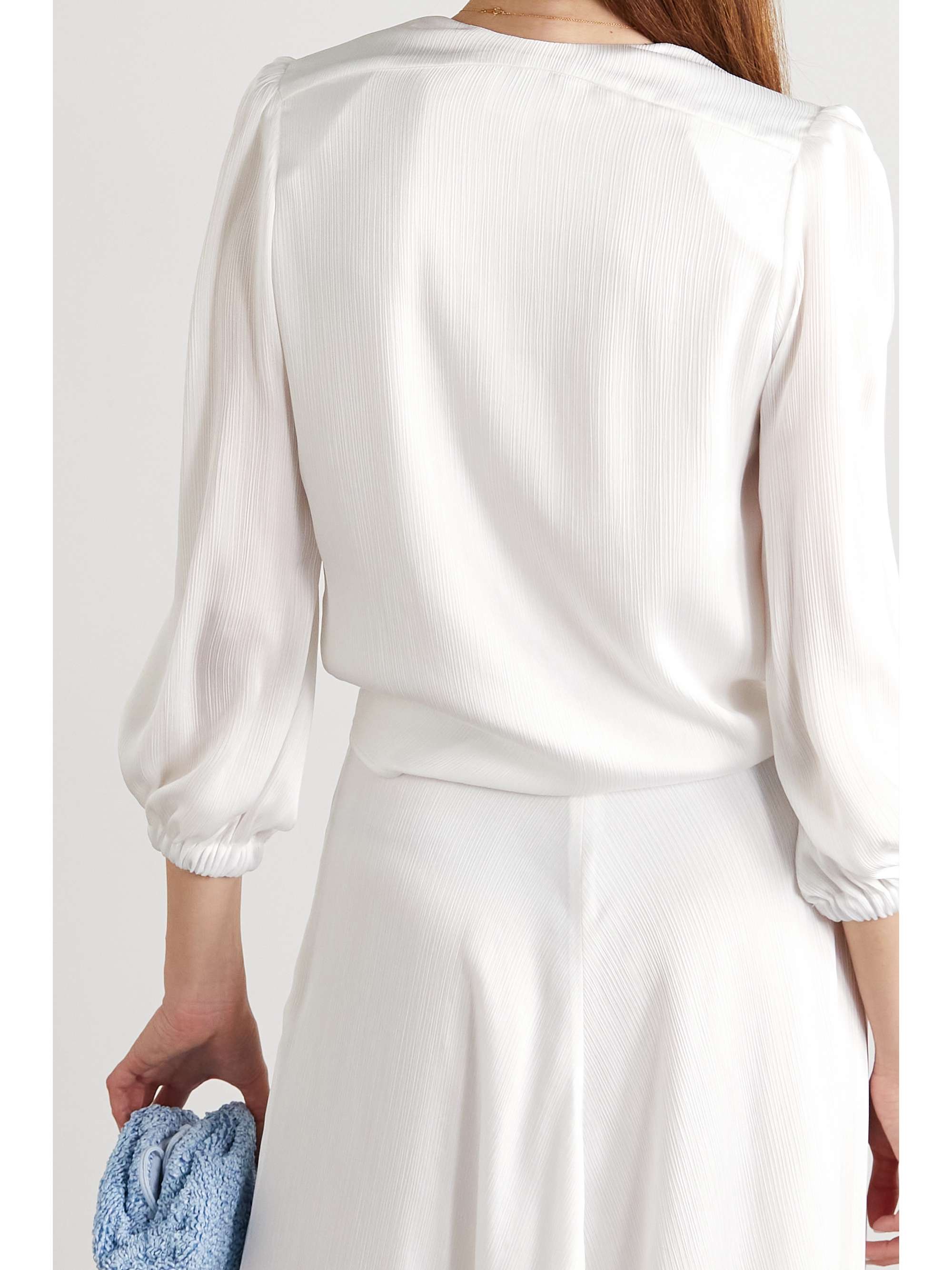 GALVAN Felicity cropped crepon blouse