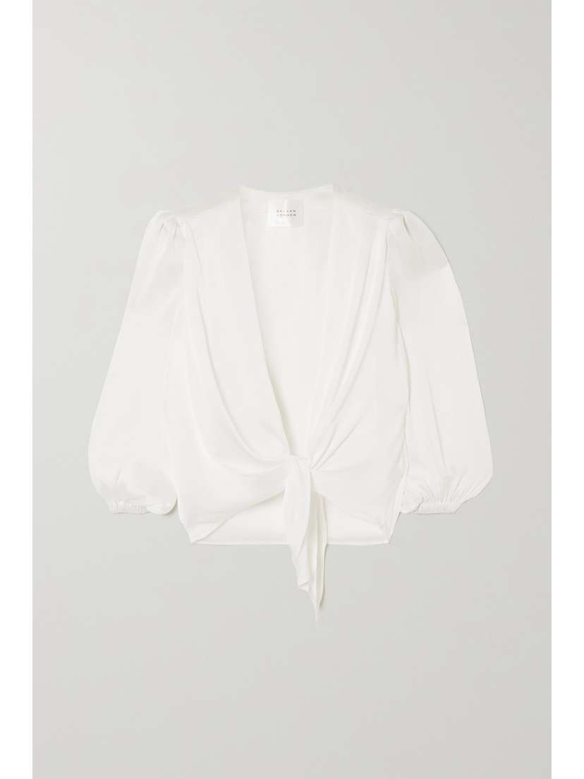 Galvan Felicity Cropped Crepon Blouse