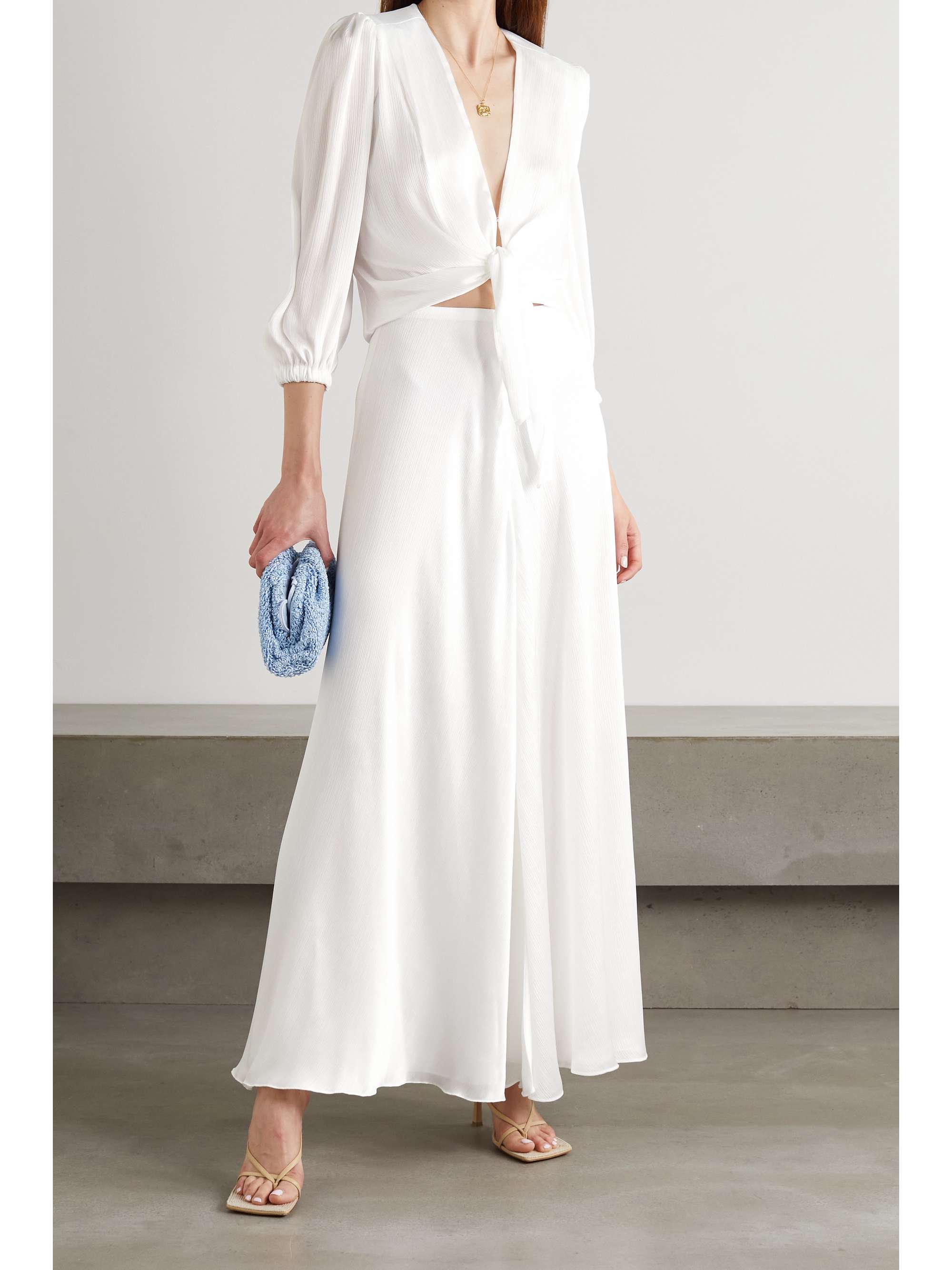 GALVAN Felicity cropped crepon blouse
