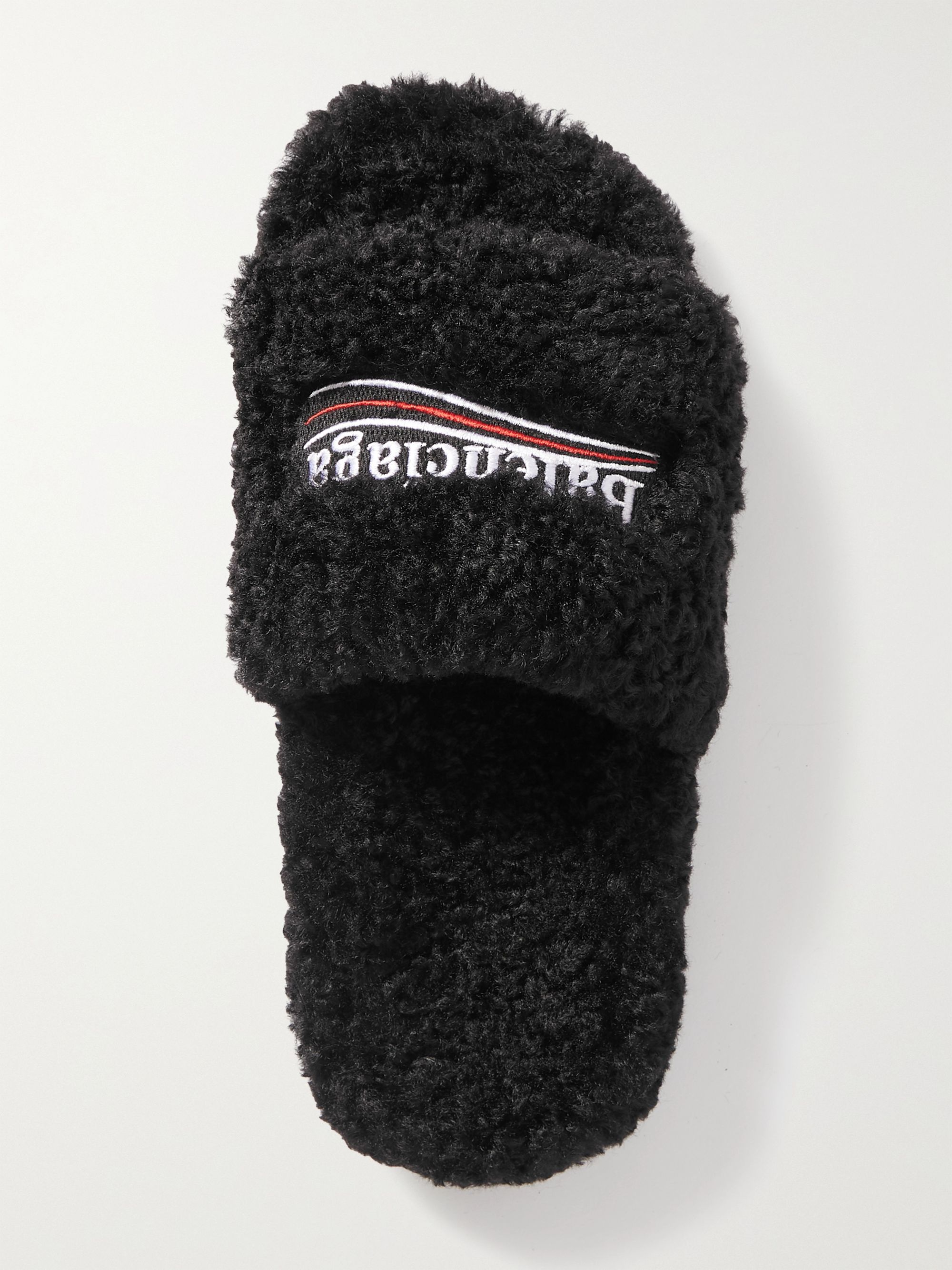 balenciaga fluffy faux fur slides