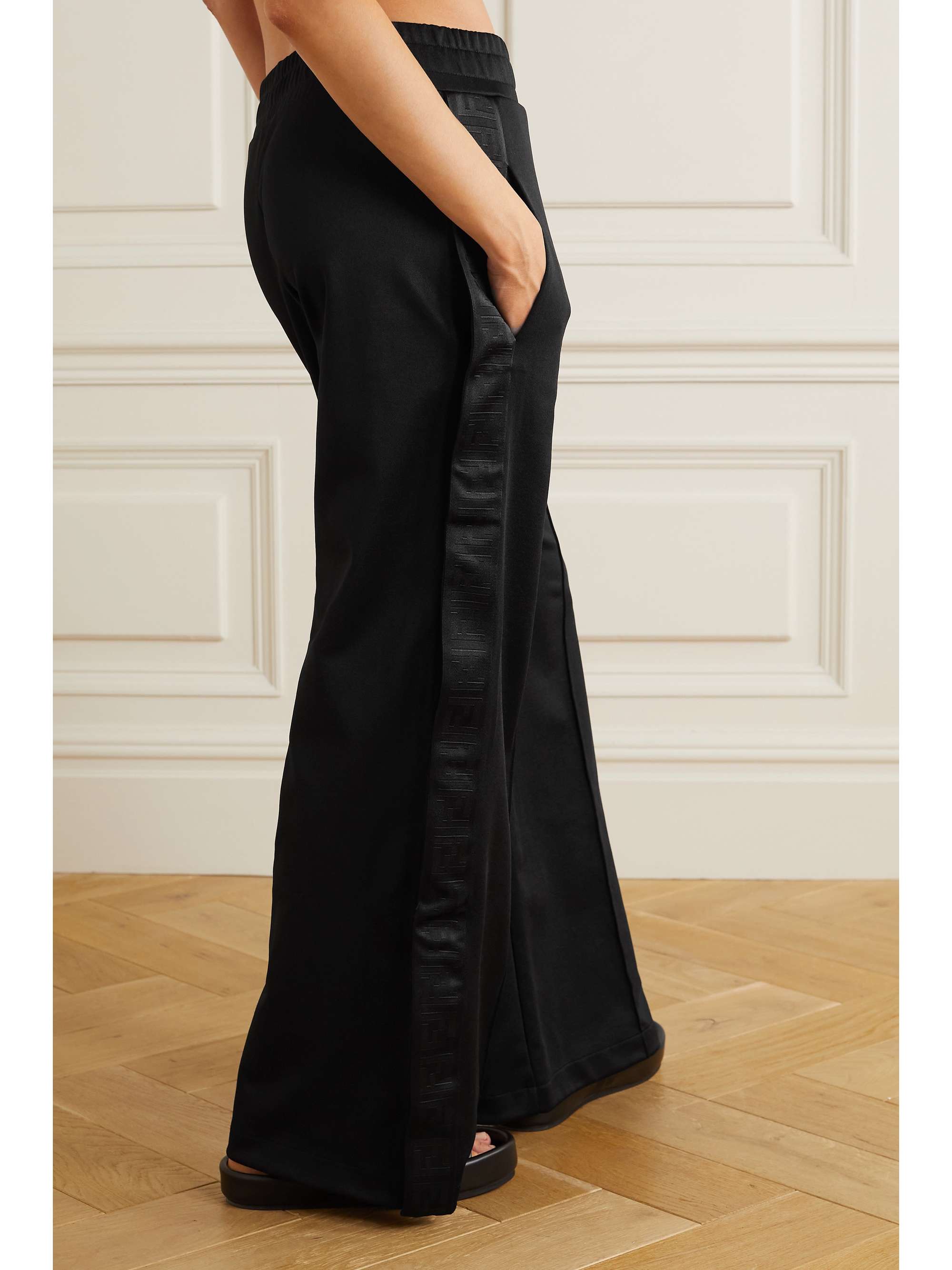 FENDI Jersey-piqué wide-leg track pants