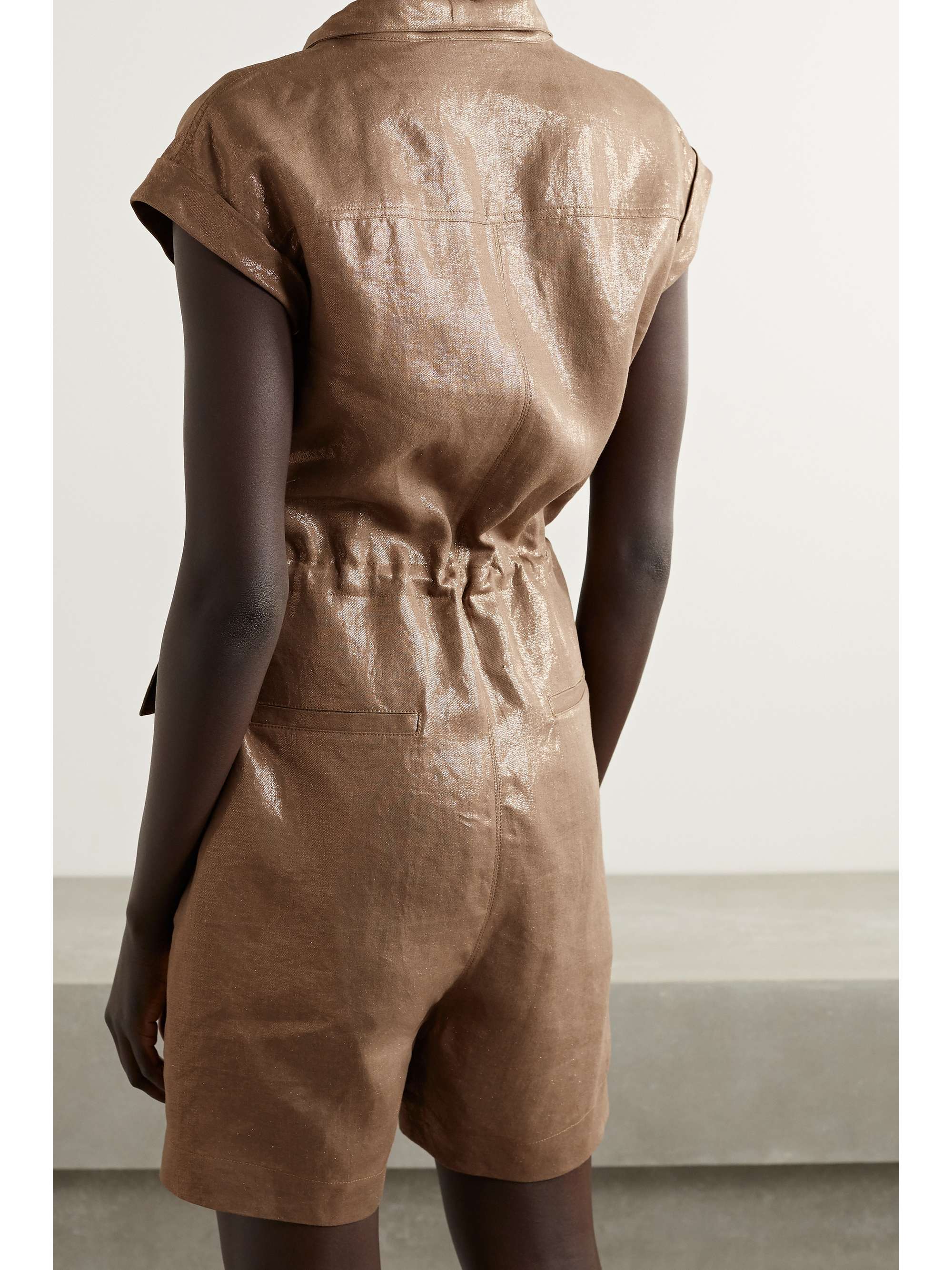 BRUNELLO CUCINELLI Metallic linen-twill playsuit