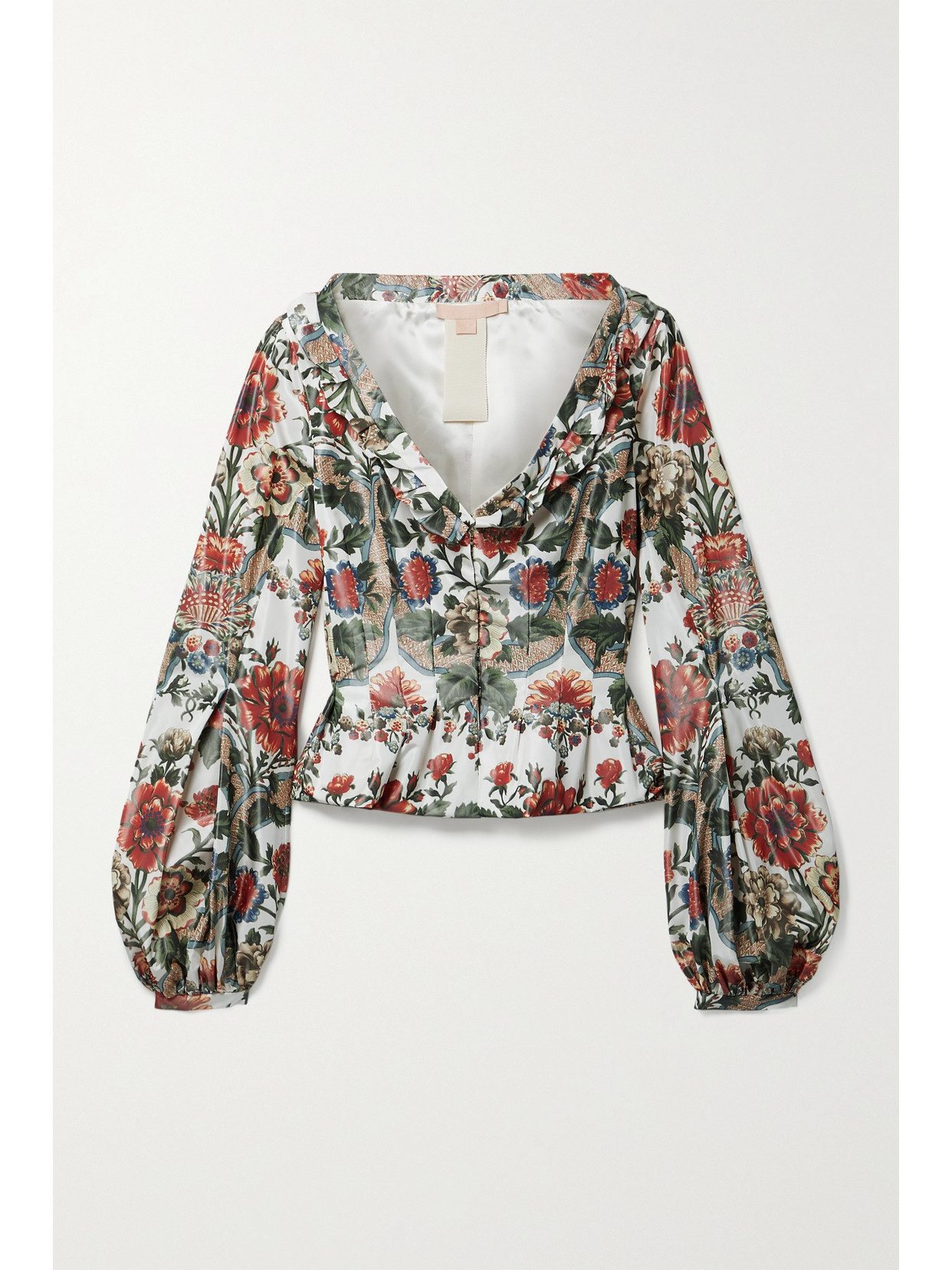 Brock Collection Sabrina Ruffled Floral-print Taffeta Jacket In Green