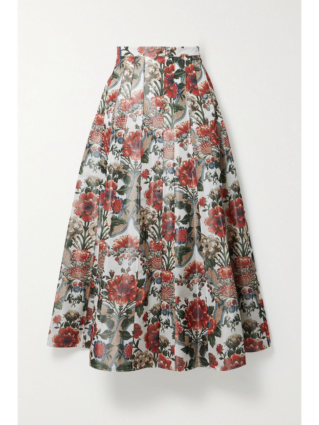 BROCK COLLECTION SONIA PLEATED FLORAL-PRINT TAFFETA MIDI SKIRT