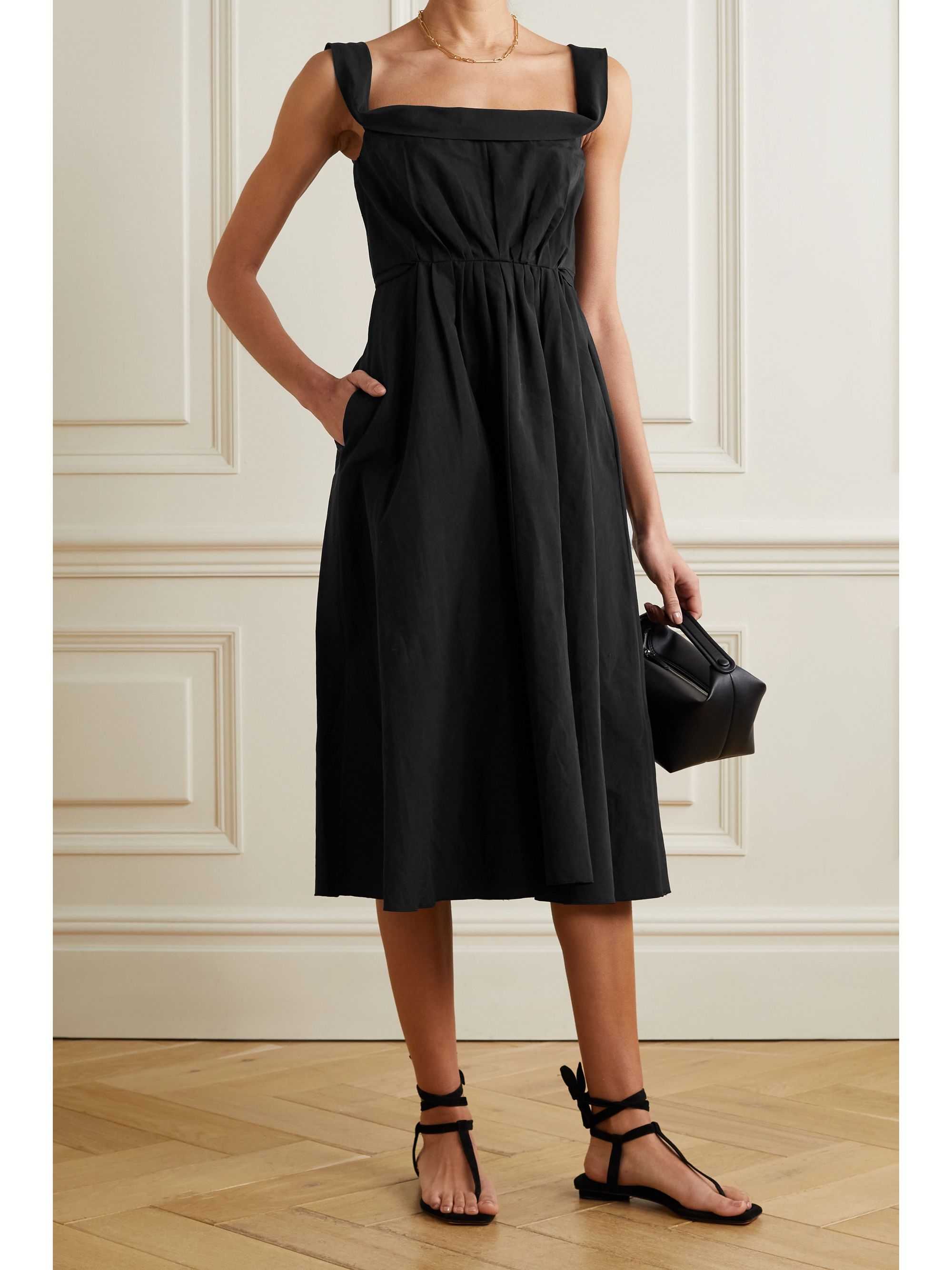 Black Patti belted cotton, linen and 