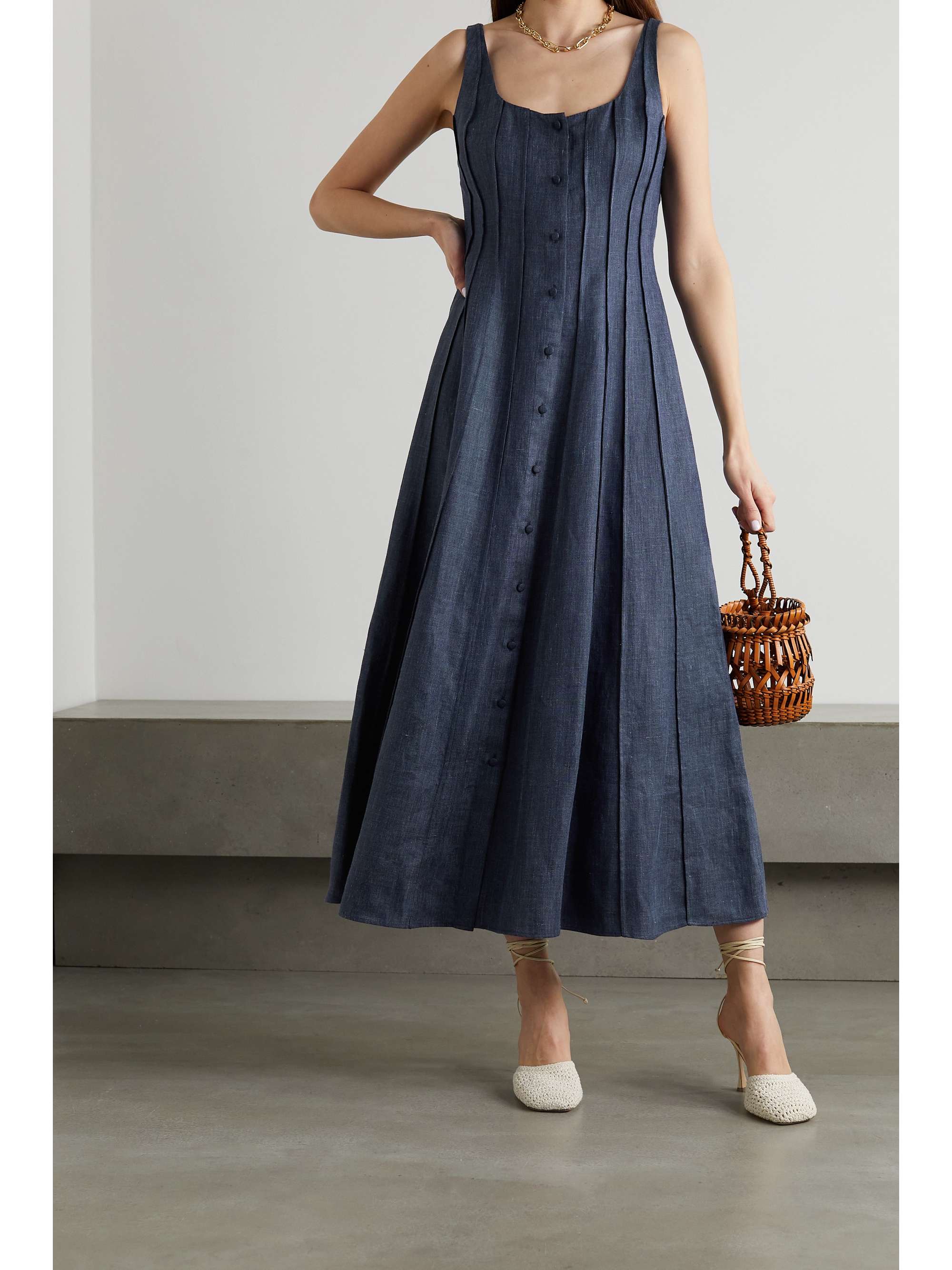 chambray midi dress
