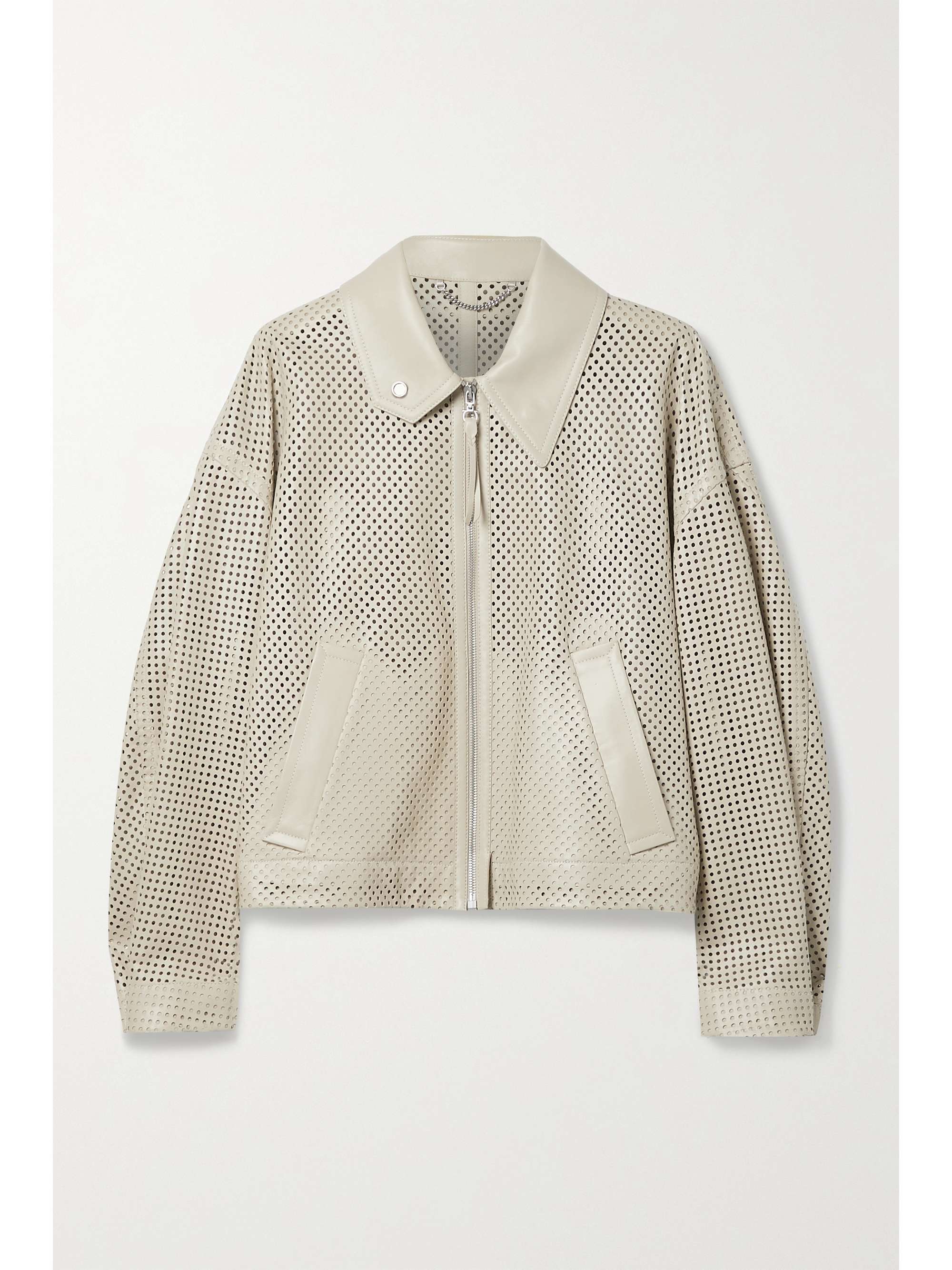 perforated leather bomber jacket