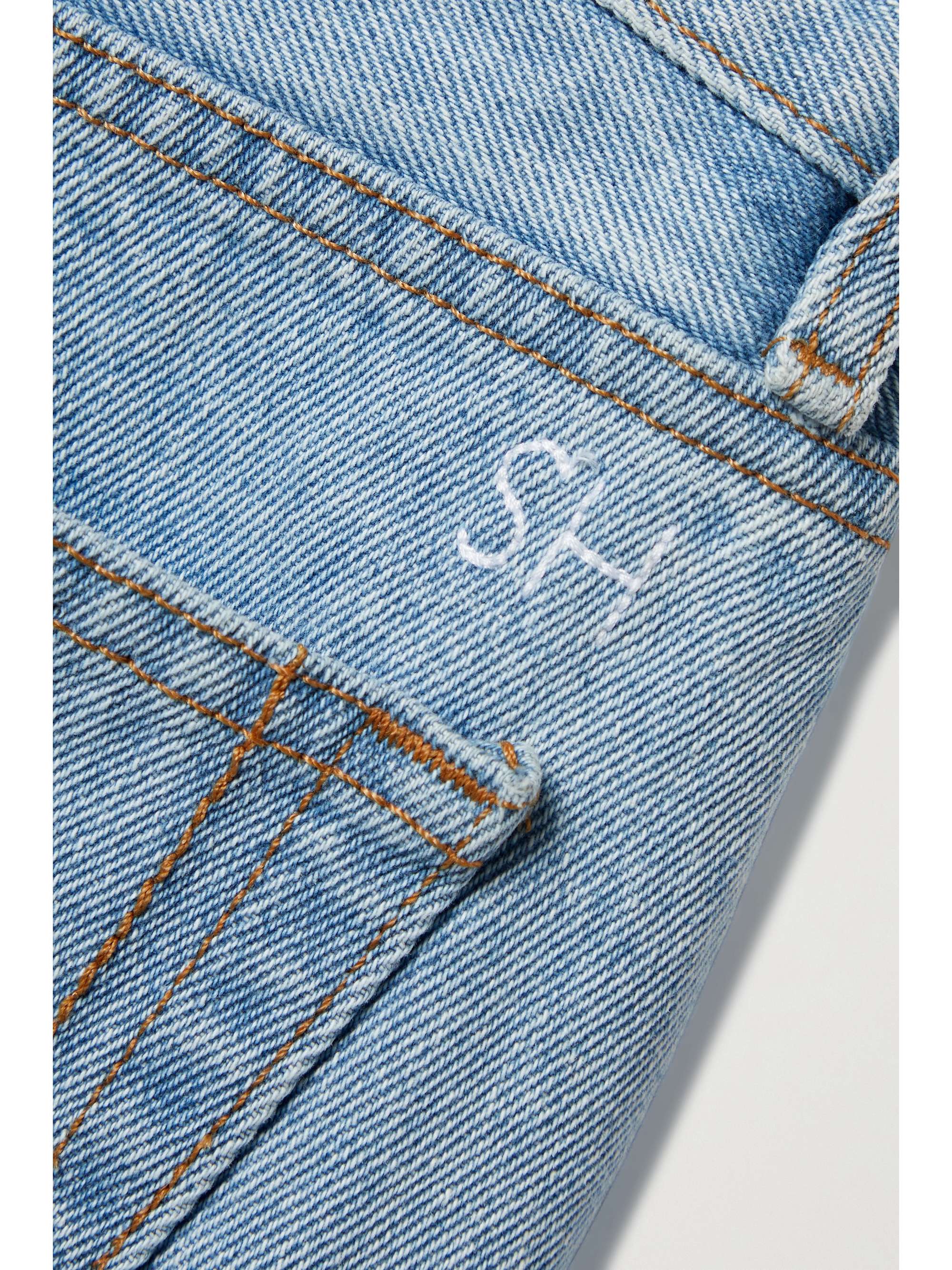 STILL HERE Sunset frayed striped denim shorts