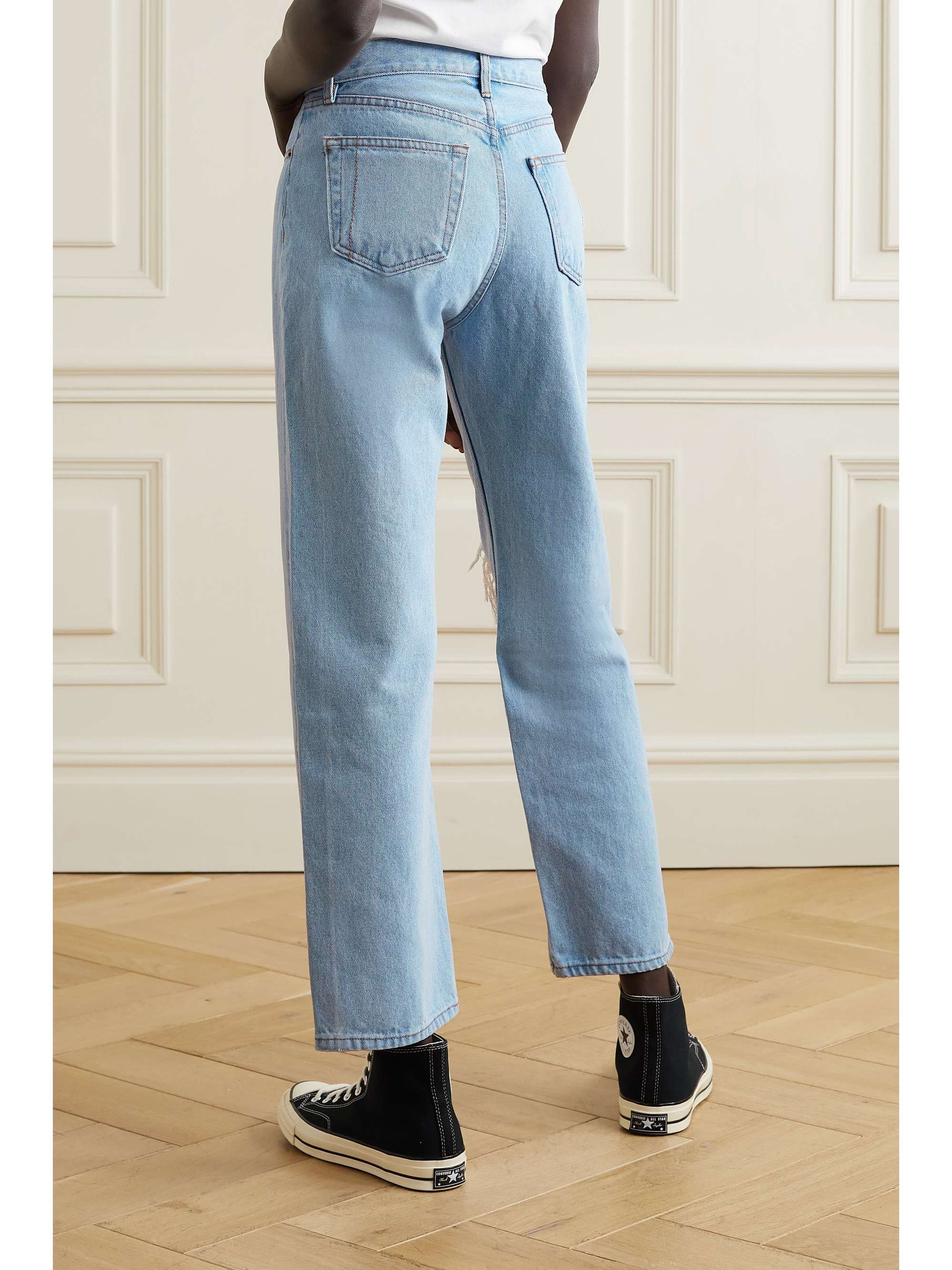 STILL HERE Childhood distressed high-rise straight-leg jeans