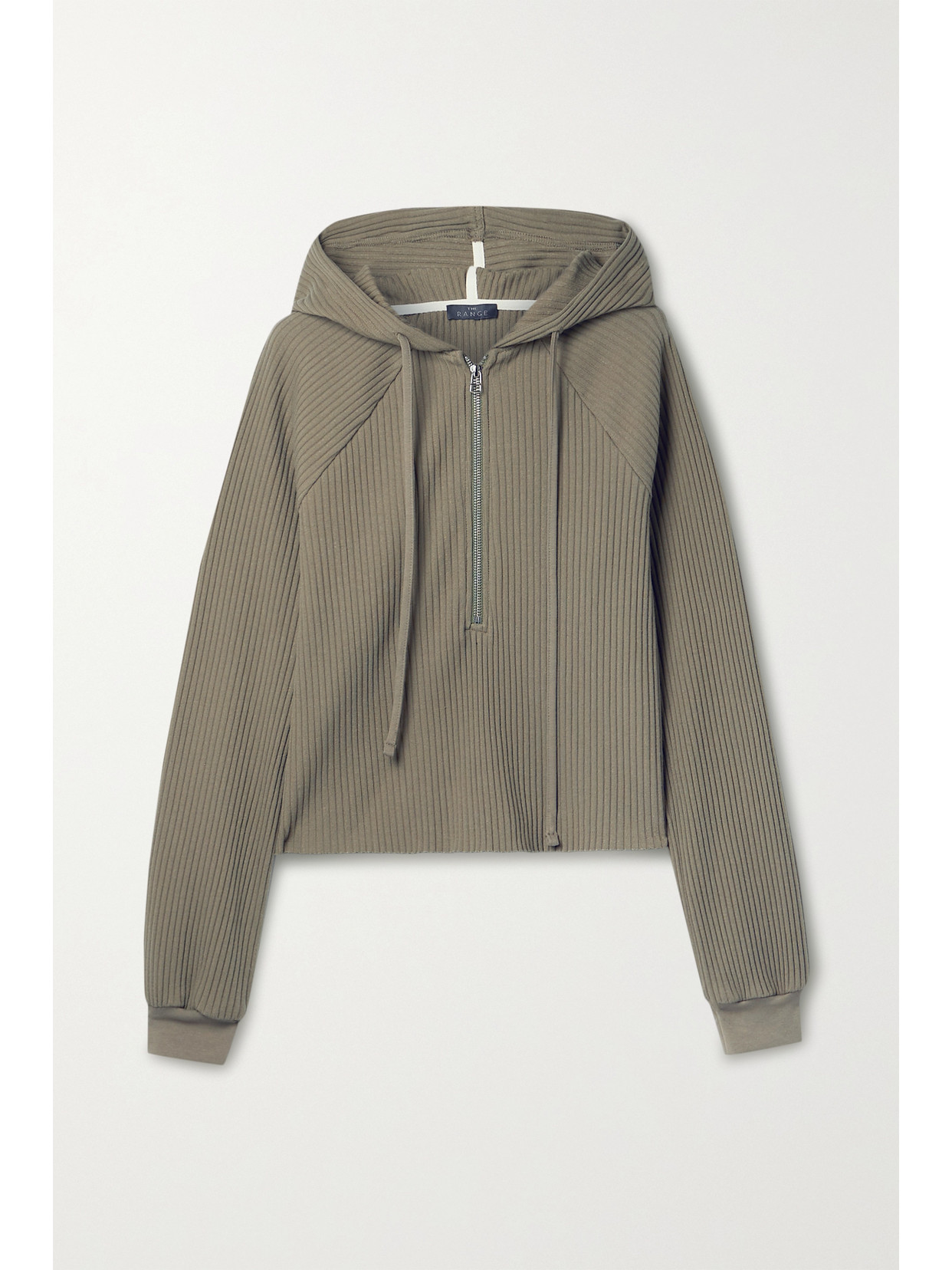 THE RANGE Vital Ribbed Stretch-cotton Jersey Hoodie - Green