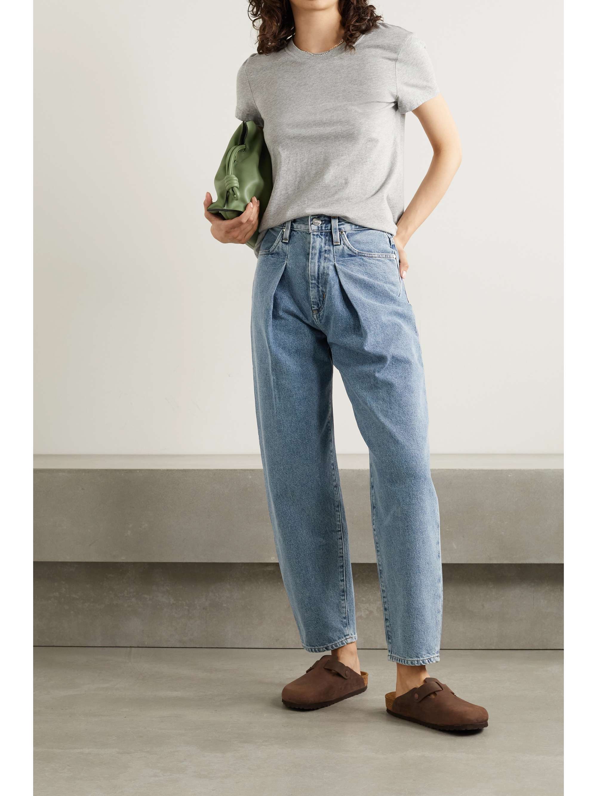 GOLDSIGN + NET SUSTAIN The Pleat Curve high-rise tapered jeans