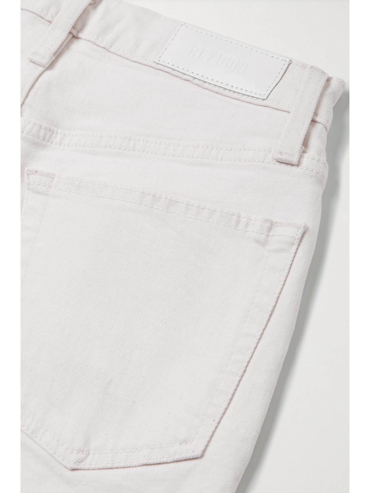 Re/done High Rise Stove Pipe Straight Jeans In Vintage White Worn In Off-white