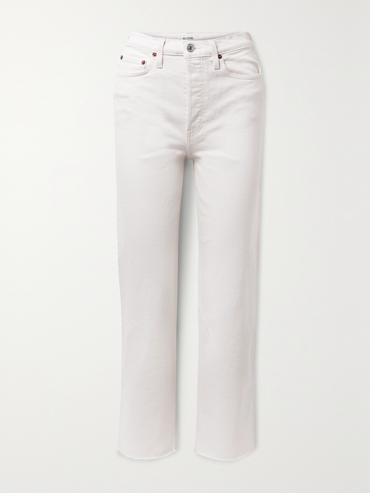 Shop Re/done + Net Sustain 90s High Rise Stove Pipe Straight-leg Jeans In Off-white