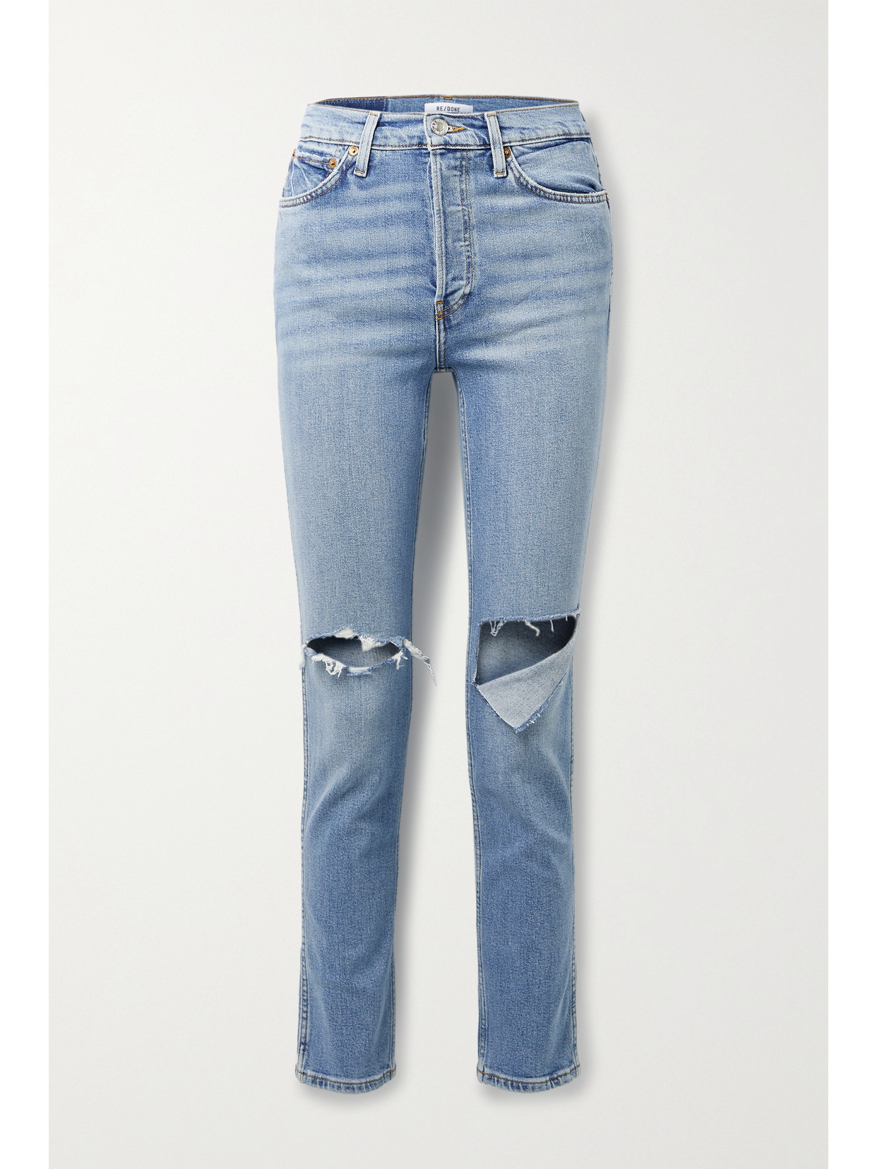 Re/done 80s Comfort Stretch Slim Straight Jeans In Blue