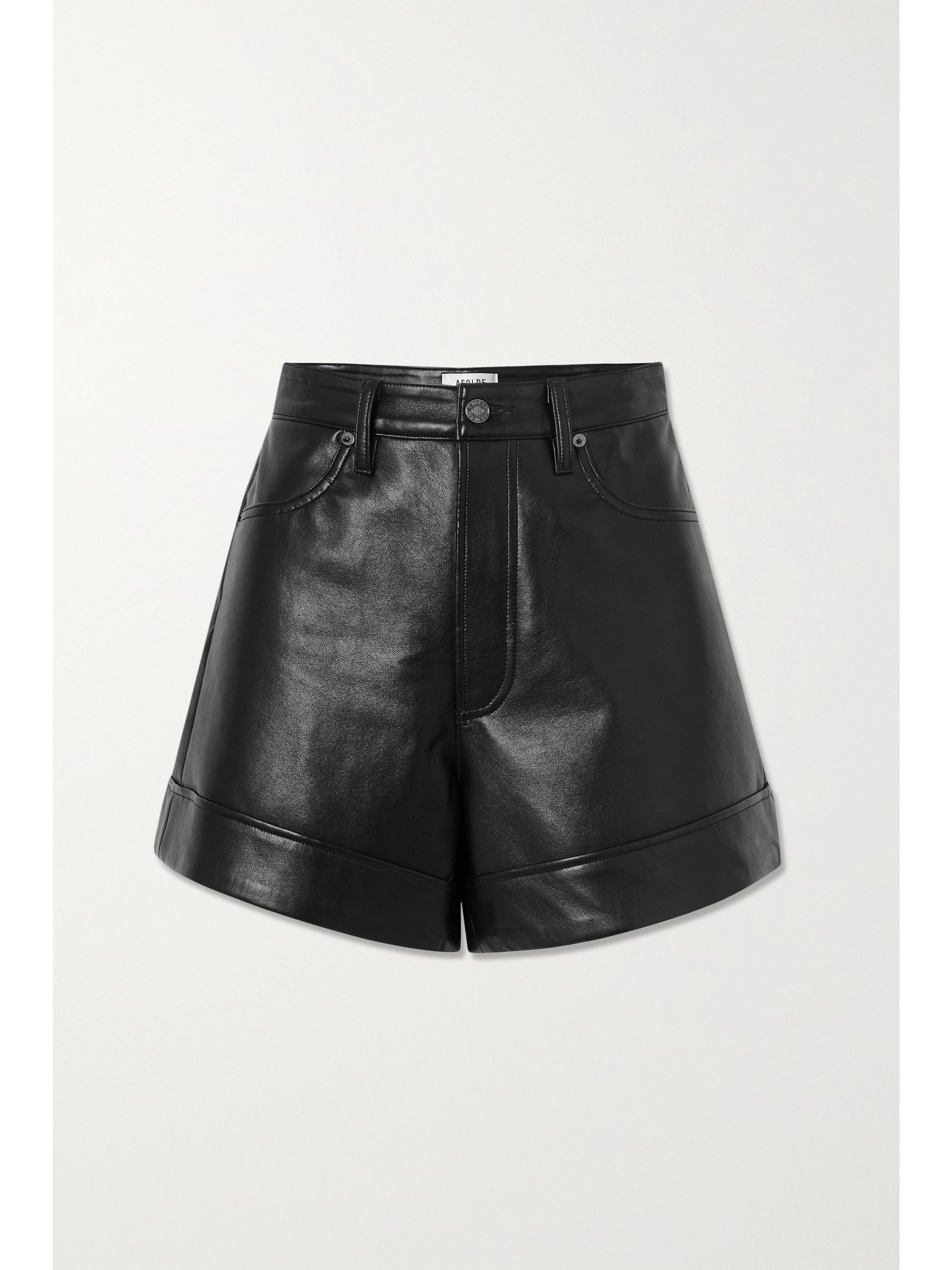 agolde leather shorts