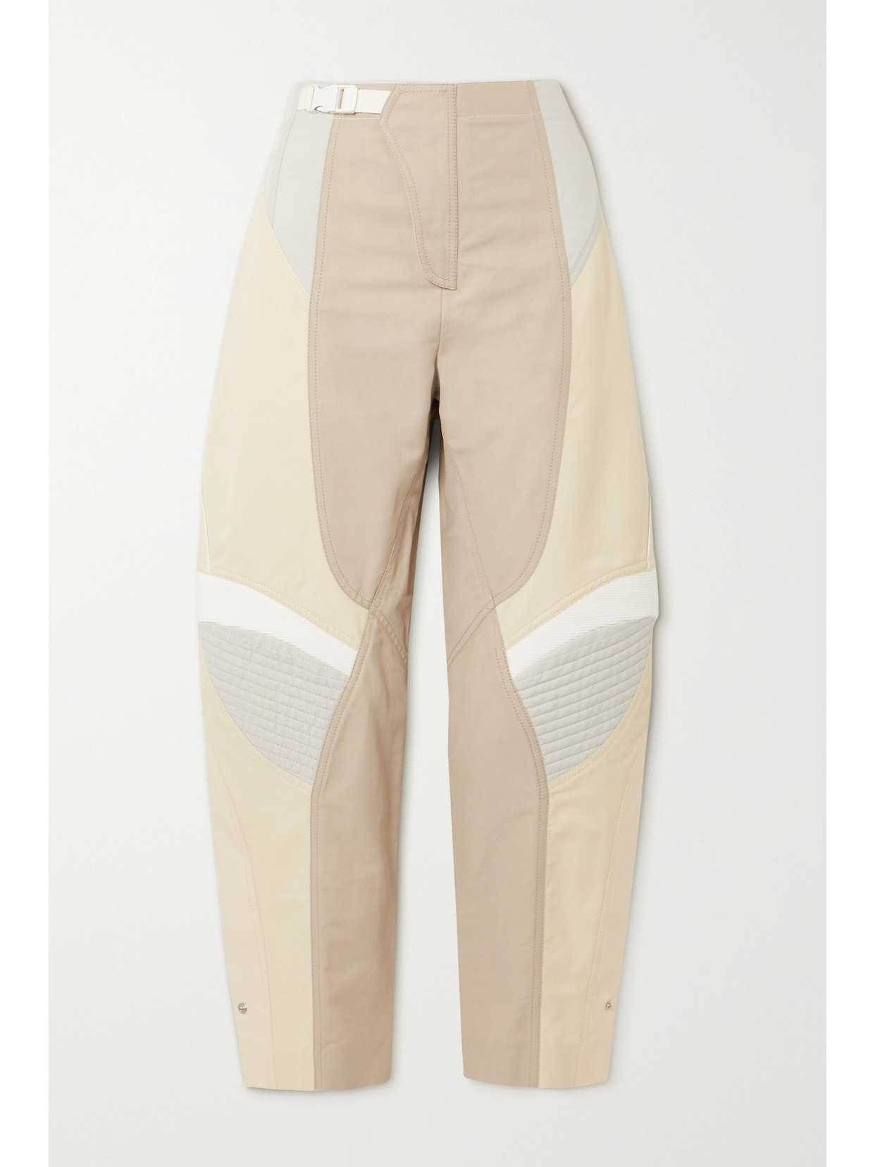 STELLA MCCARTNEY BROOKE COLOR-BLOCK PANELED TWILL TAPERED PANTS