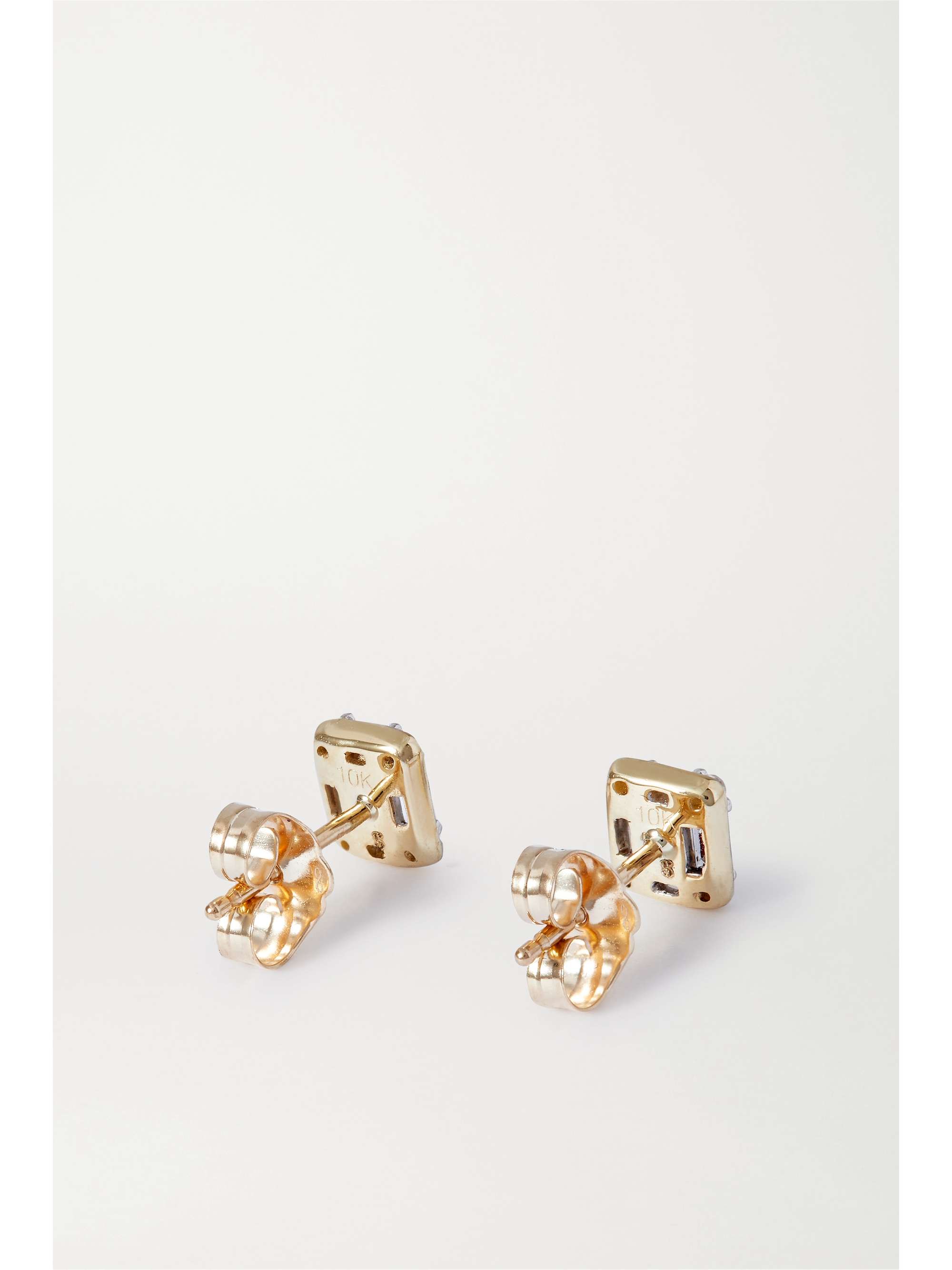 STONE AND STRAND Shield of Strength gold diamond earrings