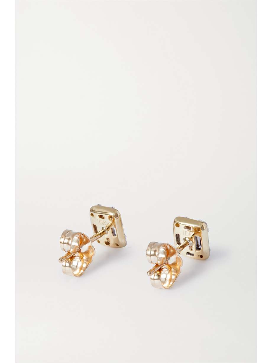 STONE AND STRAND Shield of Strength gold diamond earrings NETAPORTER