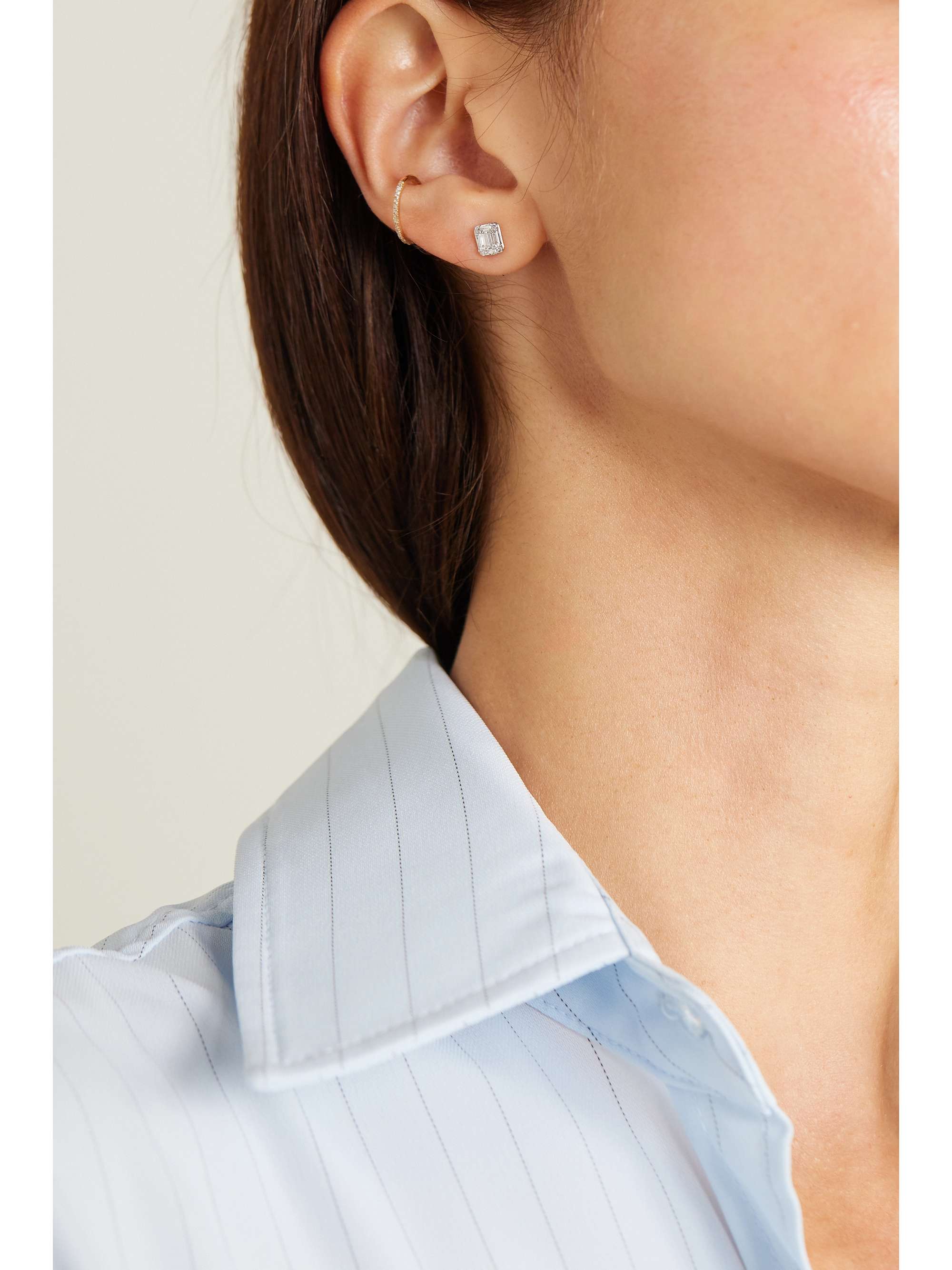 STONE AND STRAND Shield of Strength gold diamond earrings