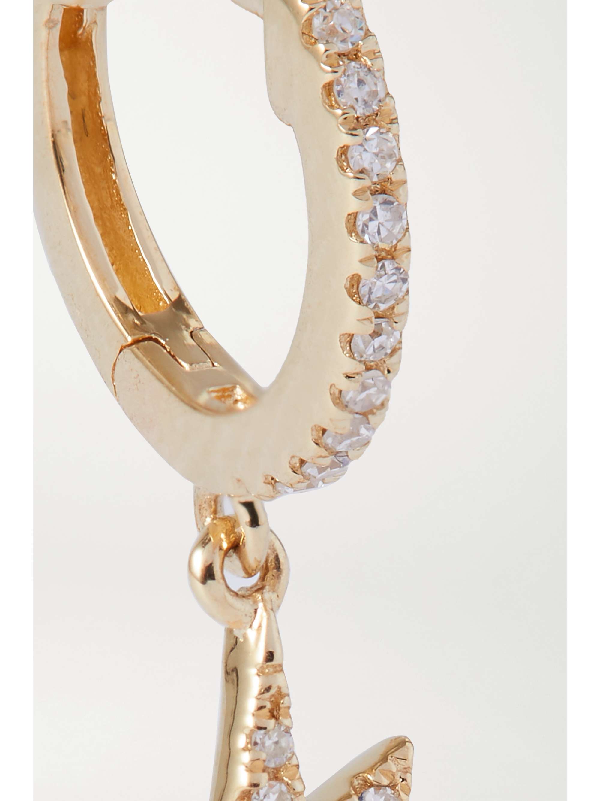 STONE AND STRAND Gold diamond single hoop earring
