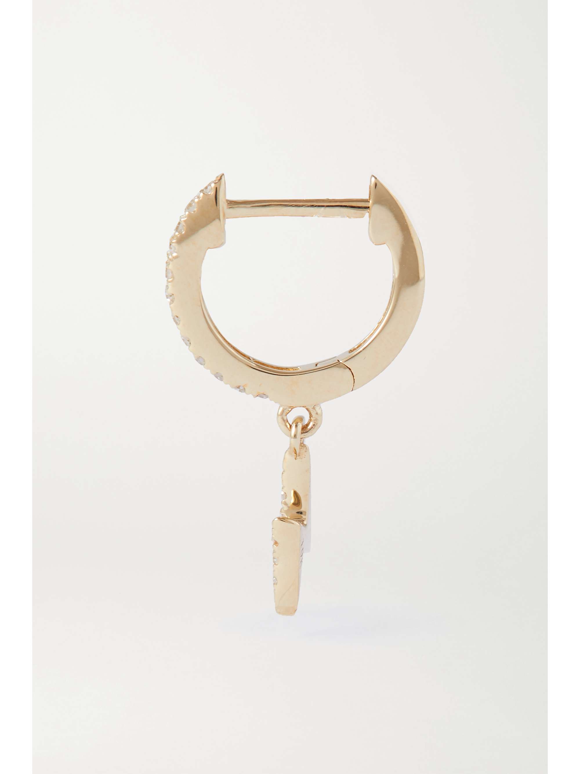 STONE AND STRAND Gold diamond single hoop earring