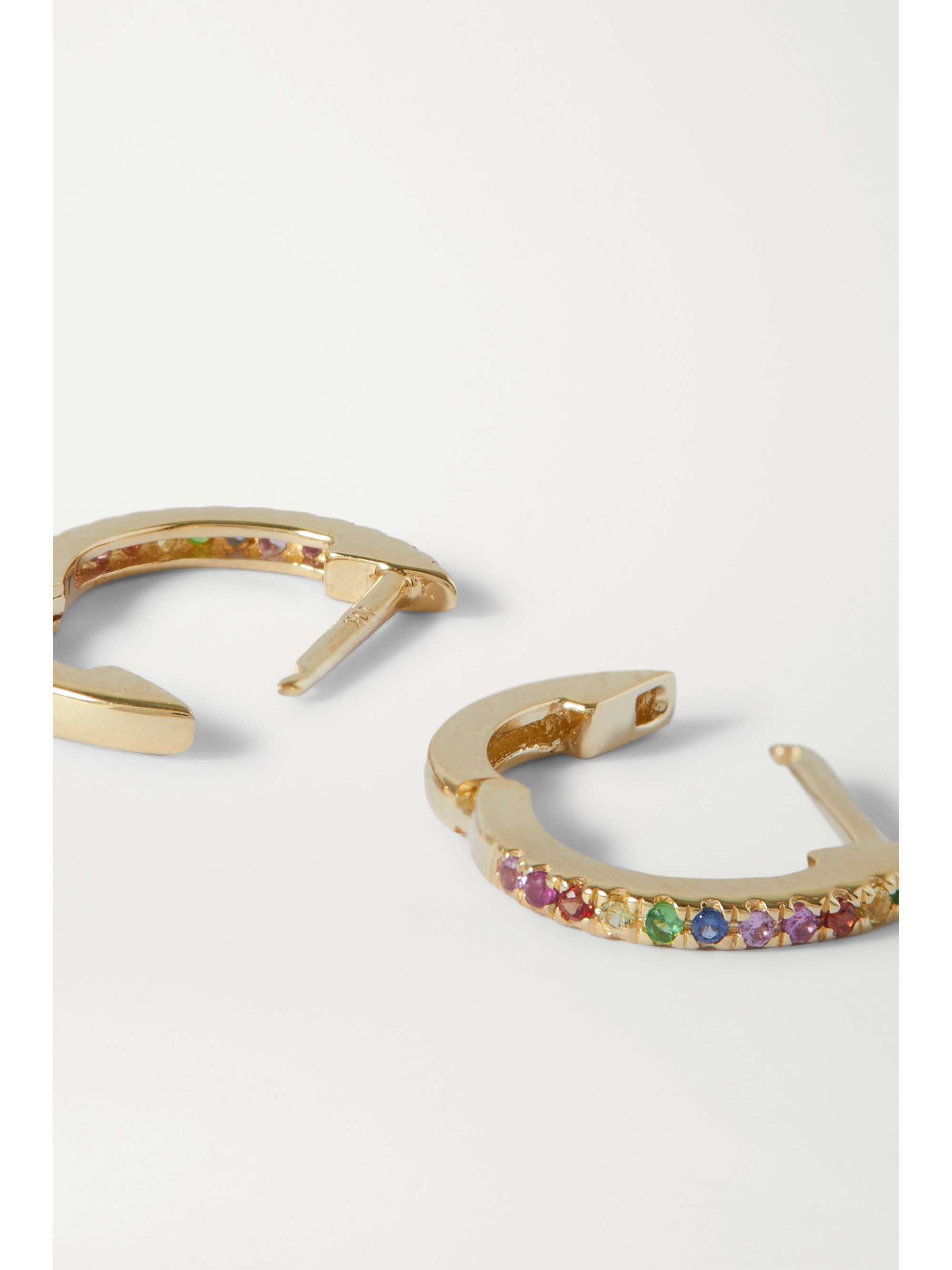 STONE AND STRAND Gold sapphire hoop earrings NETAPORTER