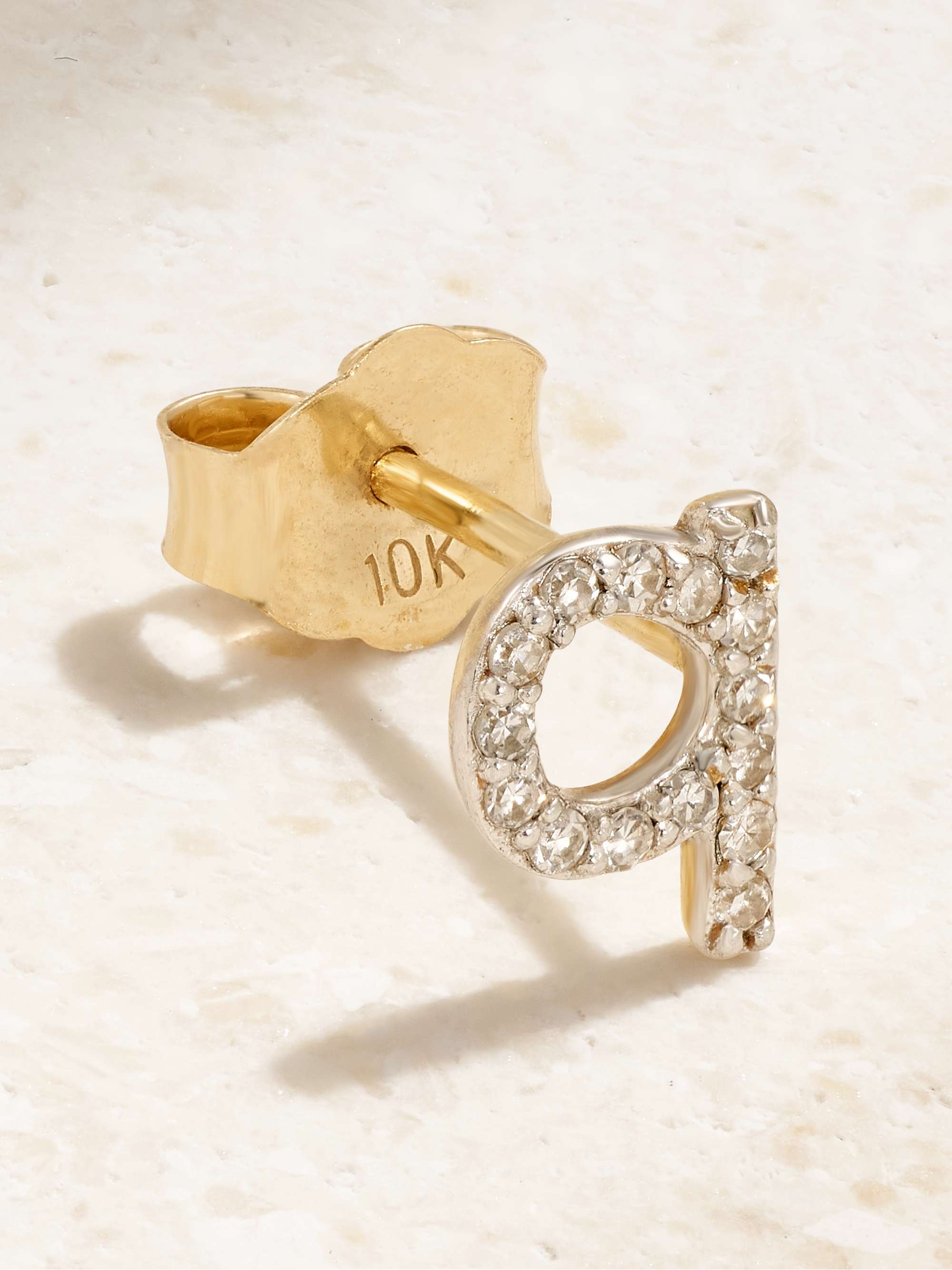 STONE AND STRAND Alphabet gold diamond single earring